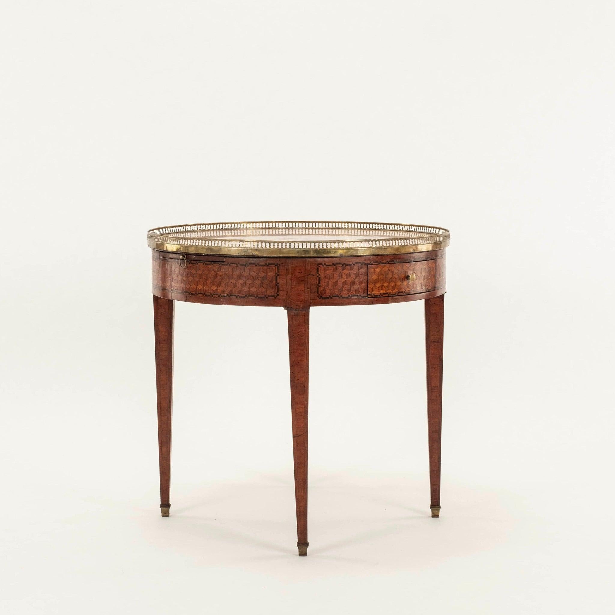 Marquetry 19th Century French Louis XVI Style Bouillotte Table For Sale