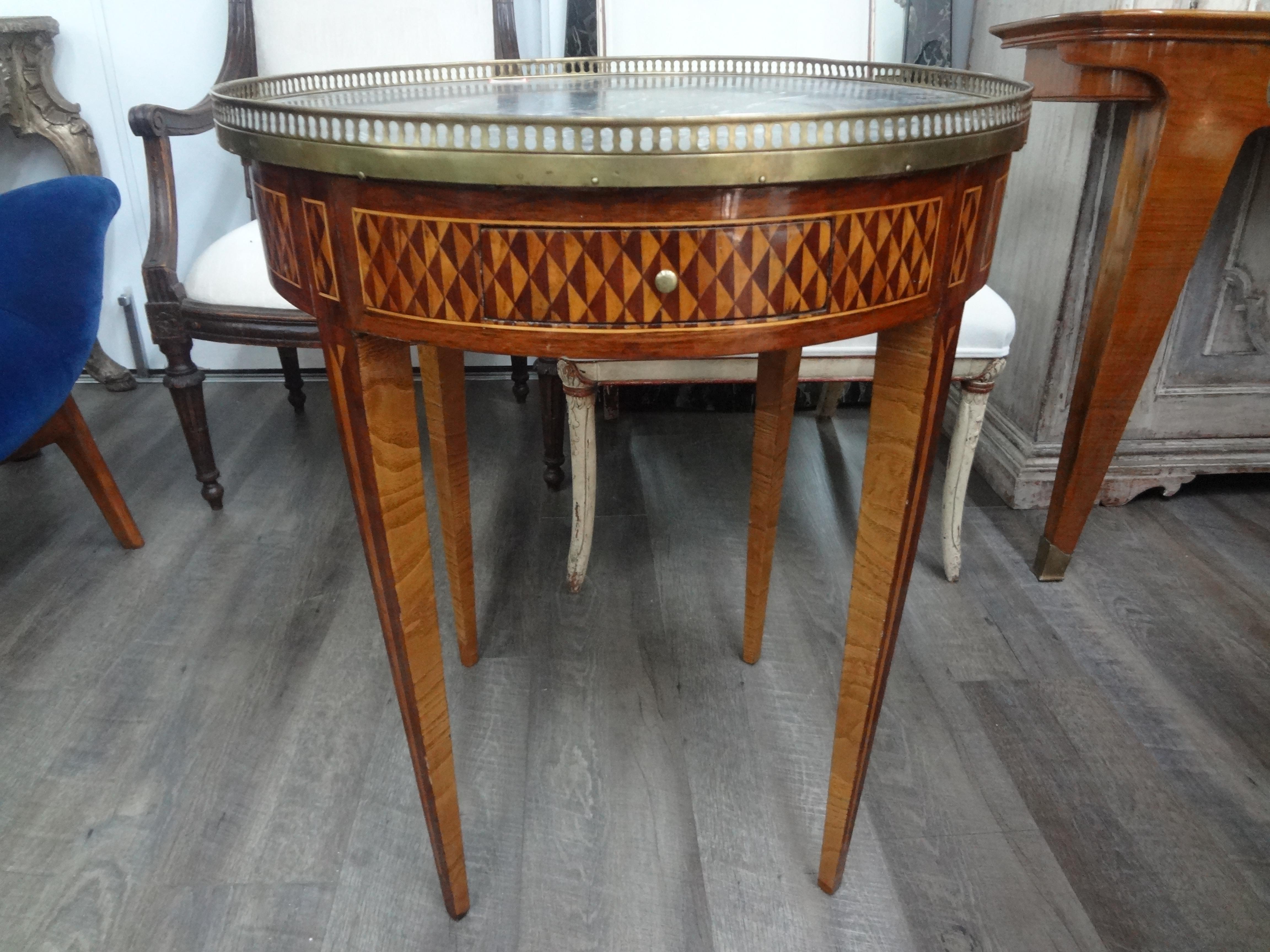 Marquetry 19th Century French Louis XVI Style Bouillotte Table For Sale