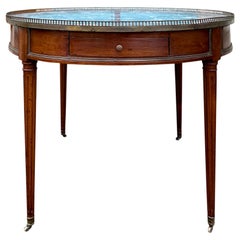 19th Century French Louis XVI Style Bouillotte Table, Marble Top, Gallery