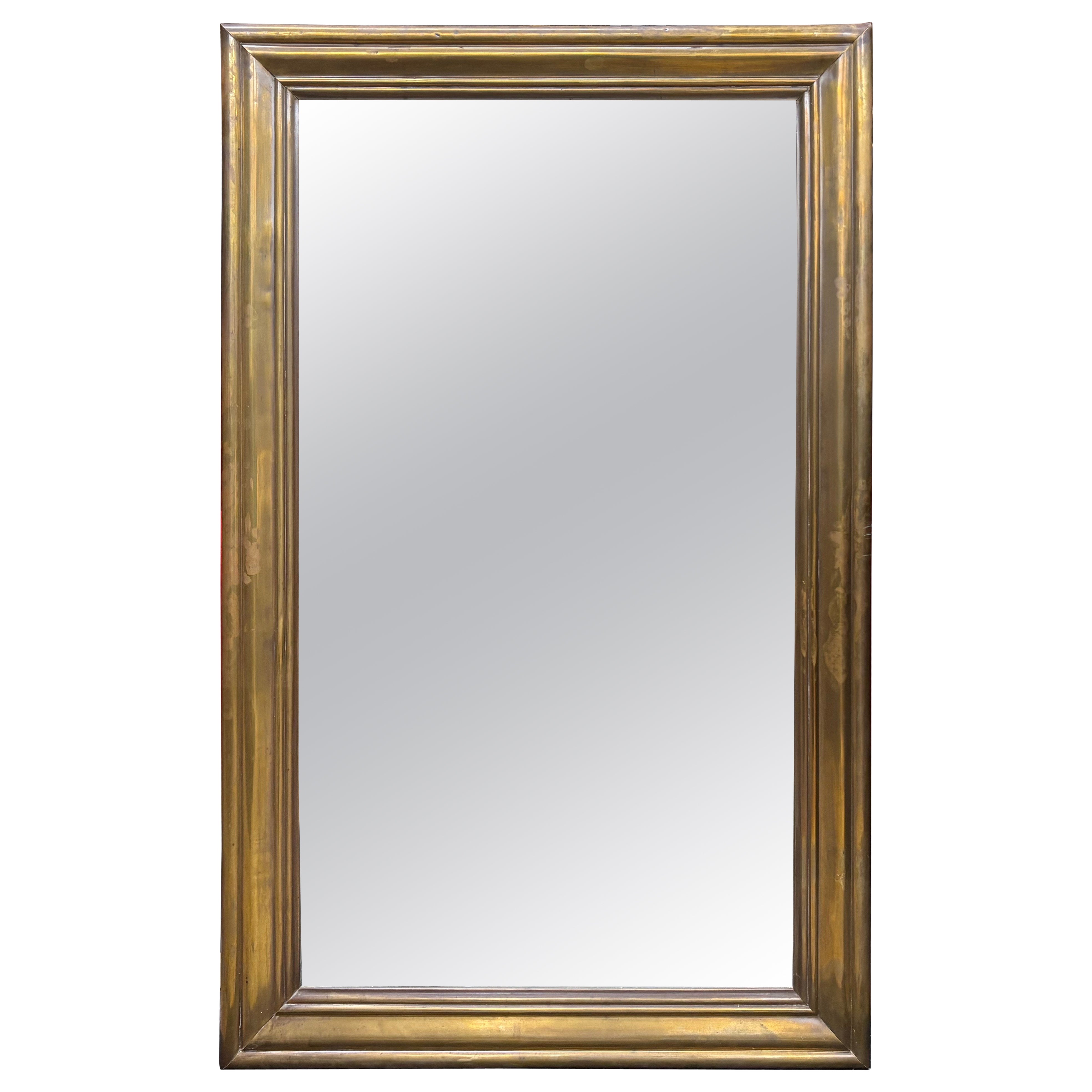 19th Century French Louis XVI Style Brass Mirror