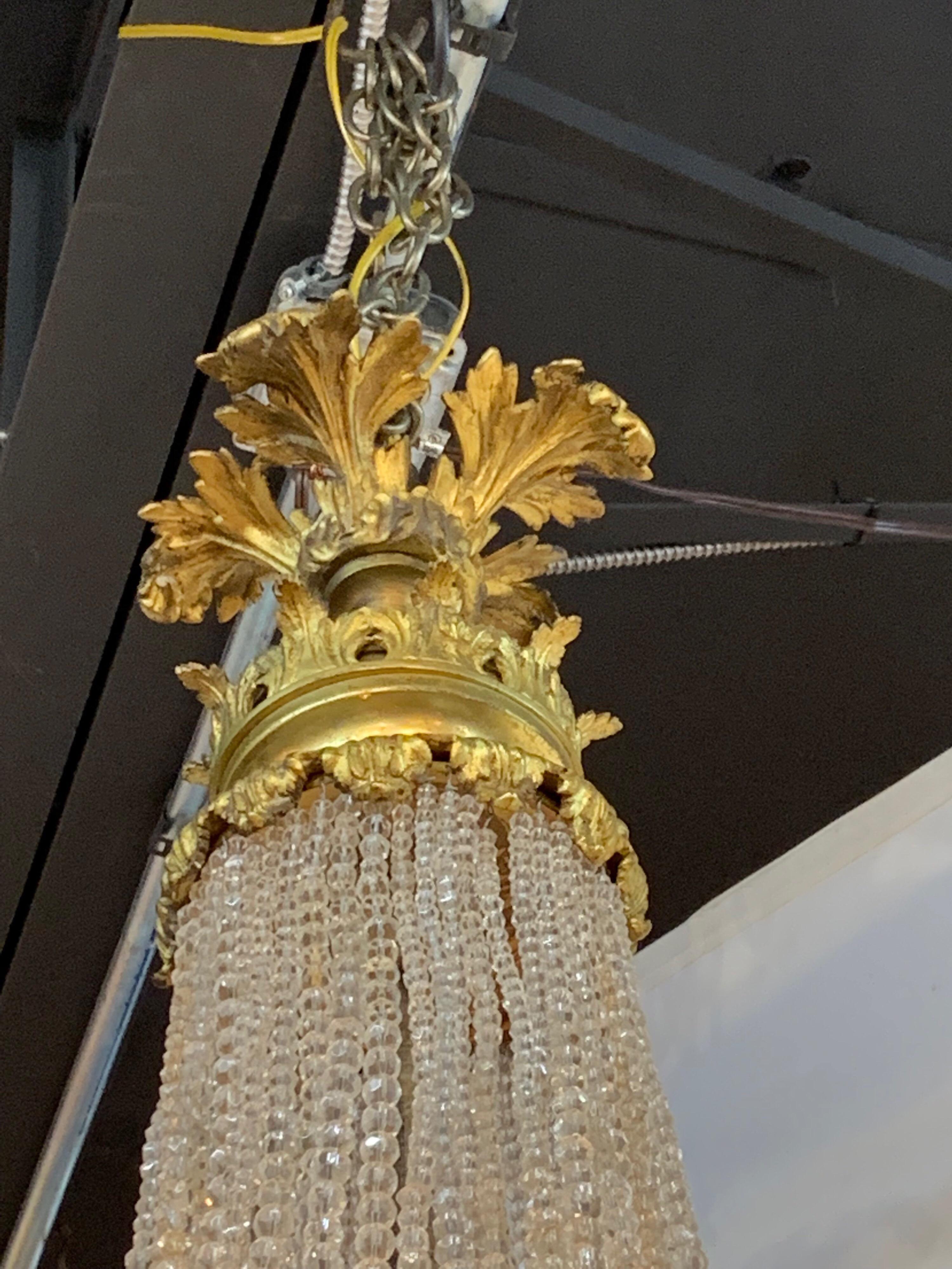19th Century French Louis XVI Style Bronze and Crystal Chandelier 2