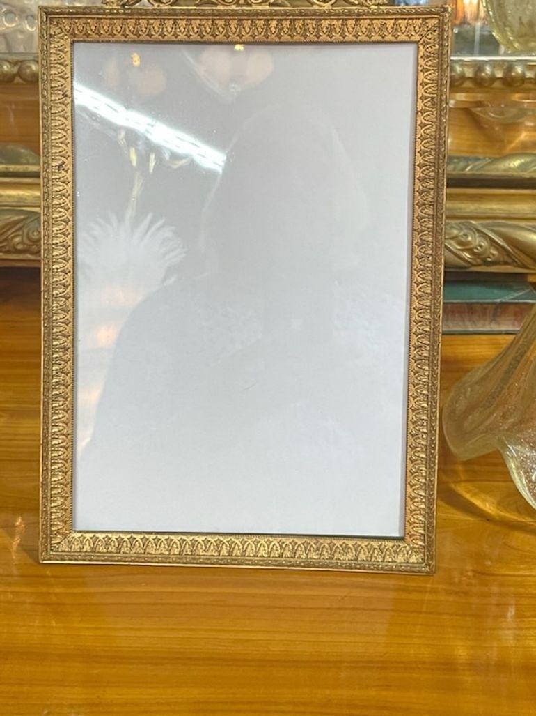 19th Century French Louis XVI Style Bronze Dore Picture Frame In Good Condition For Sale In Dallas, TX