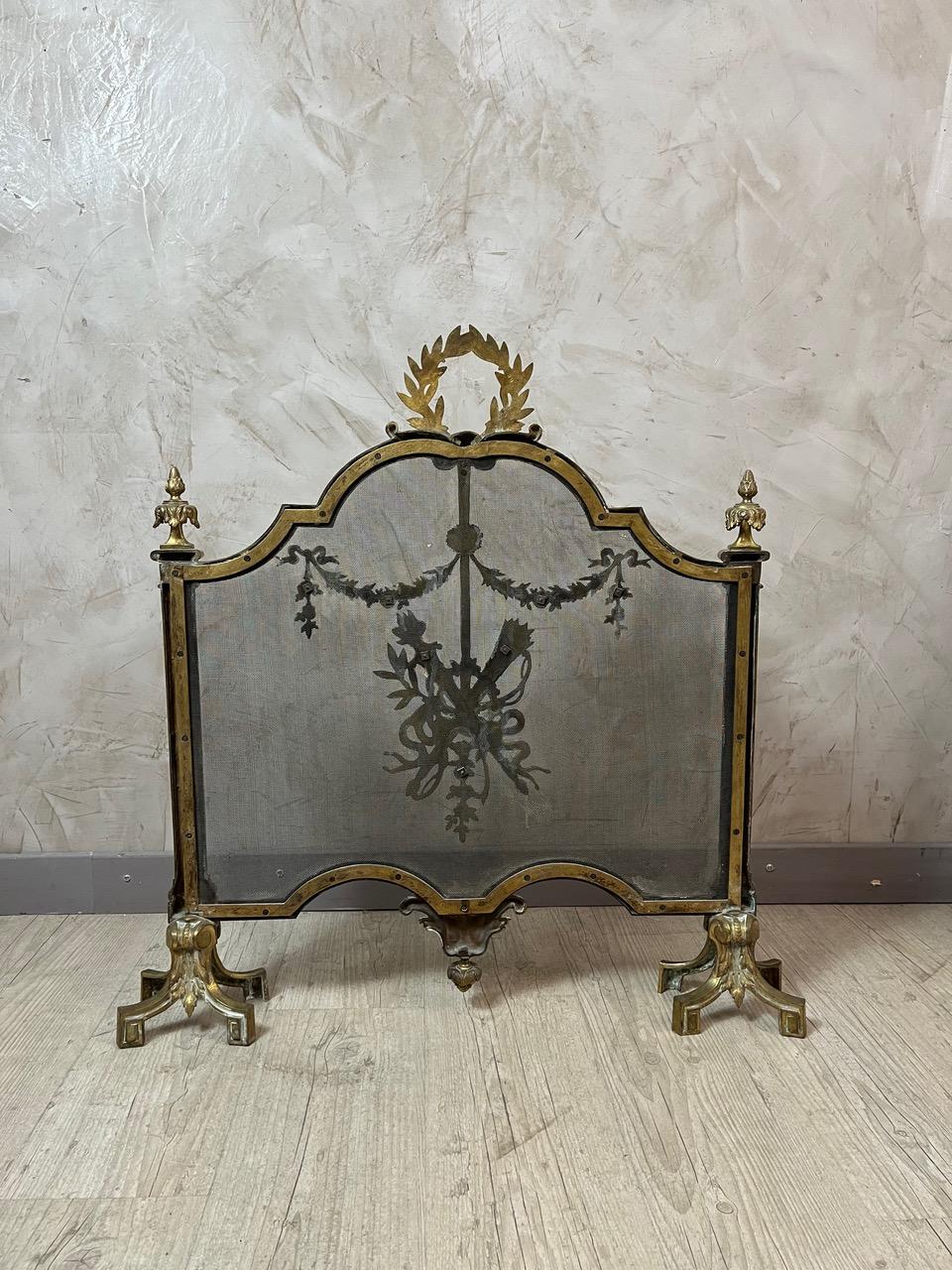 19th century French Louis XVI style Bronze Firescreen Francés en venta