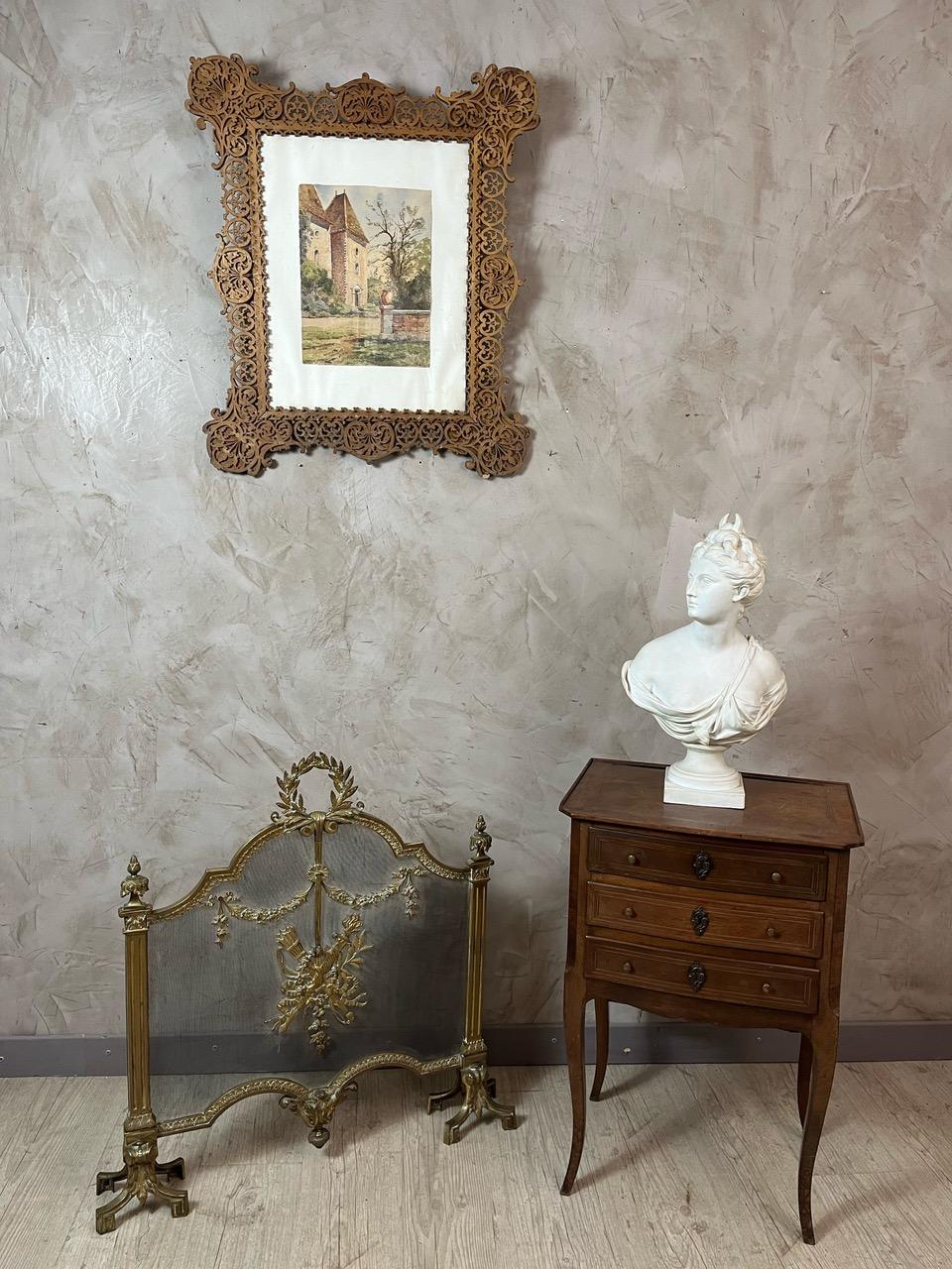 19th century French Louis XVI style Bronze Firescreen Bronce en venta