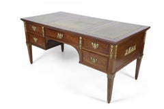 19th Century French Louis XVI Style Bronze Trim Mahogany Desk