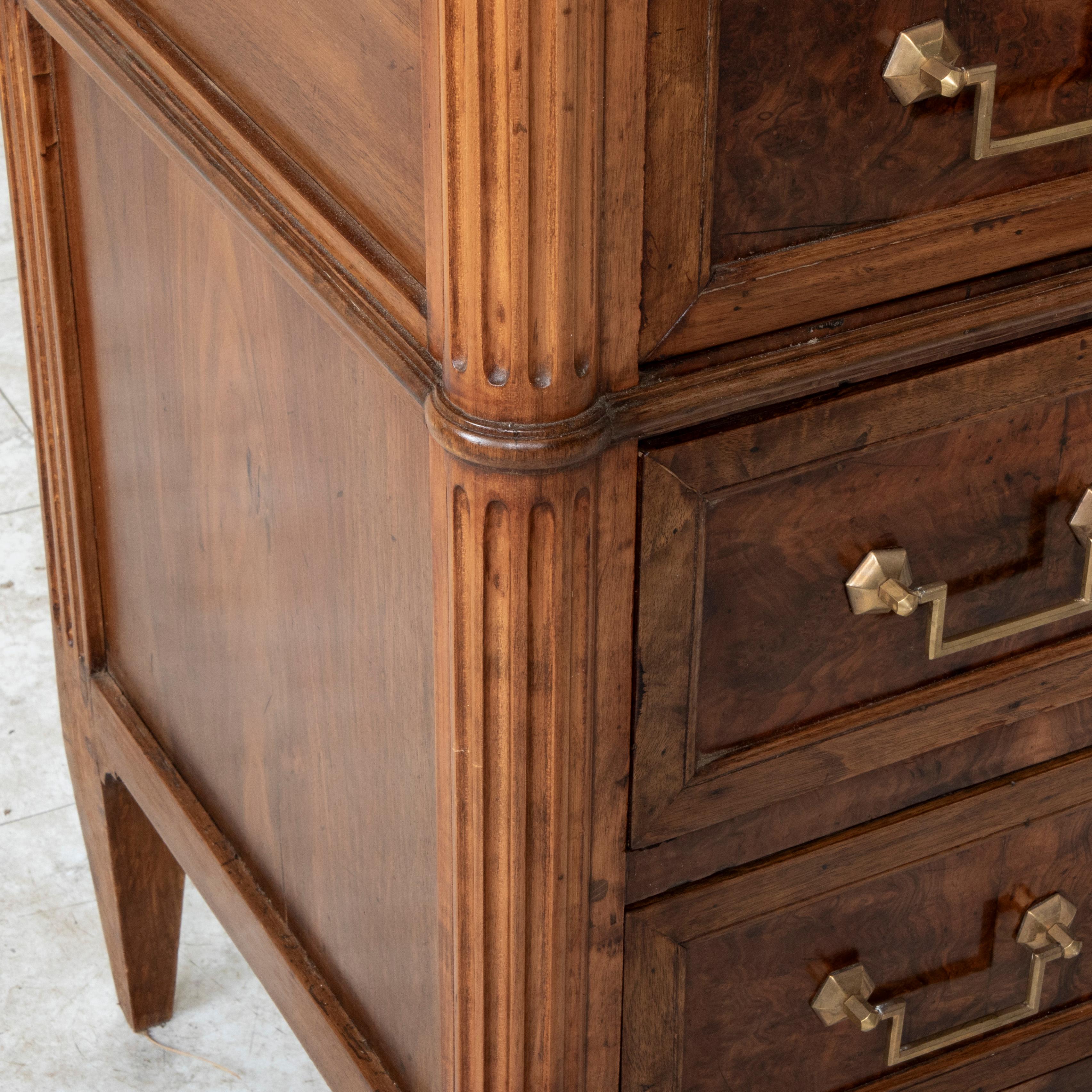 19th Century French Louis XVI Style Burl Walnut Commode or Chest, 39-inch width 12