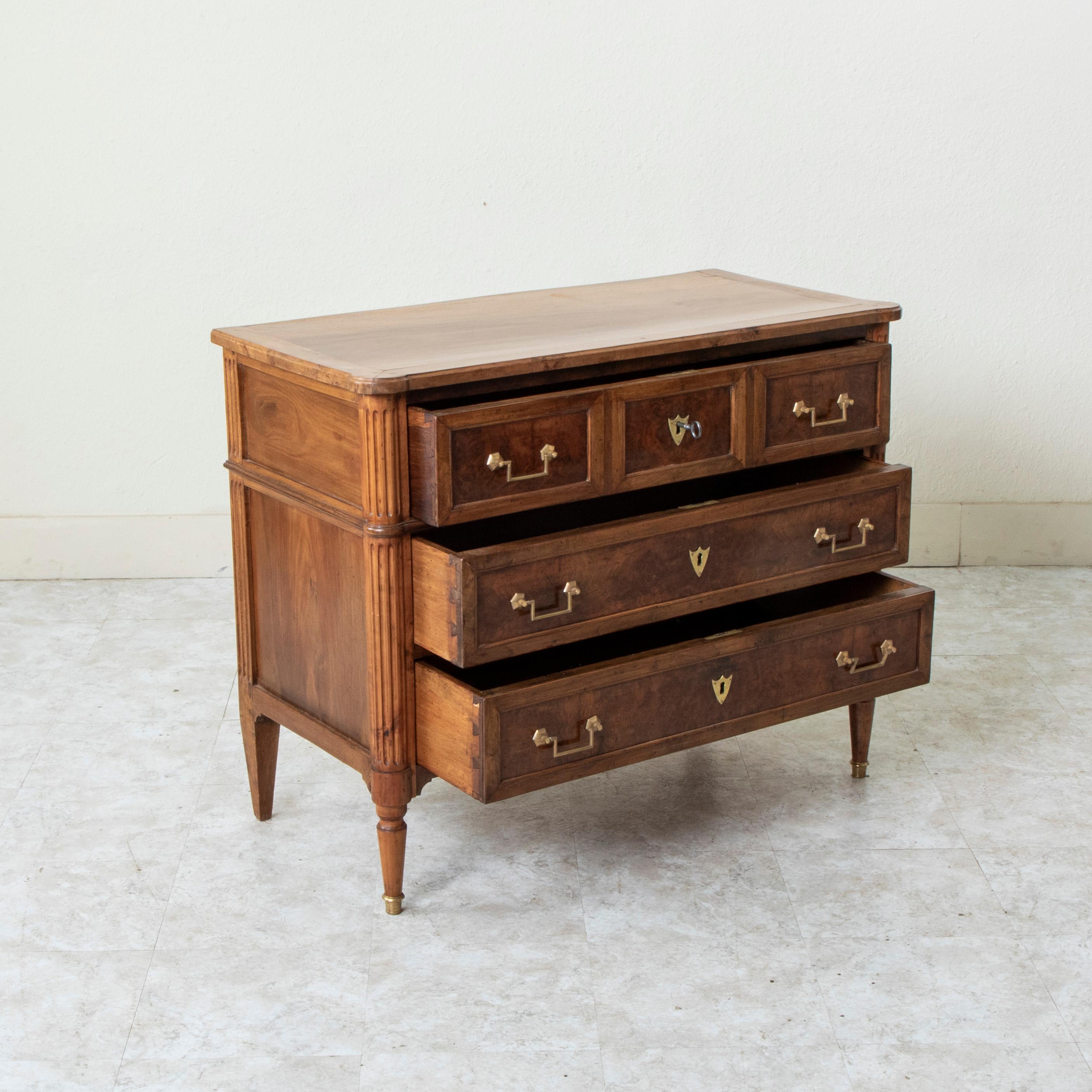 19th Century French Louis XVI Style Burl Walnut Commode or Chest, 39-inch width 3