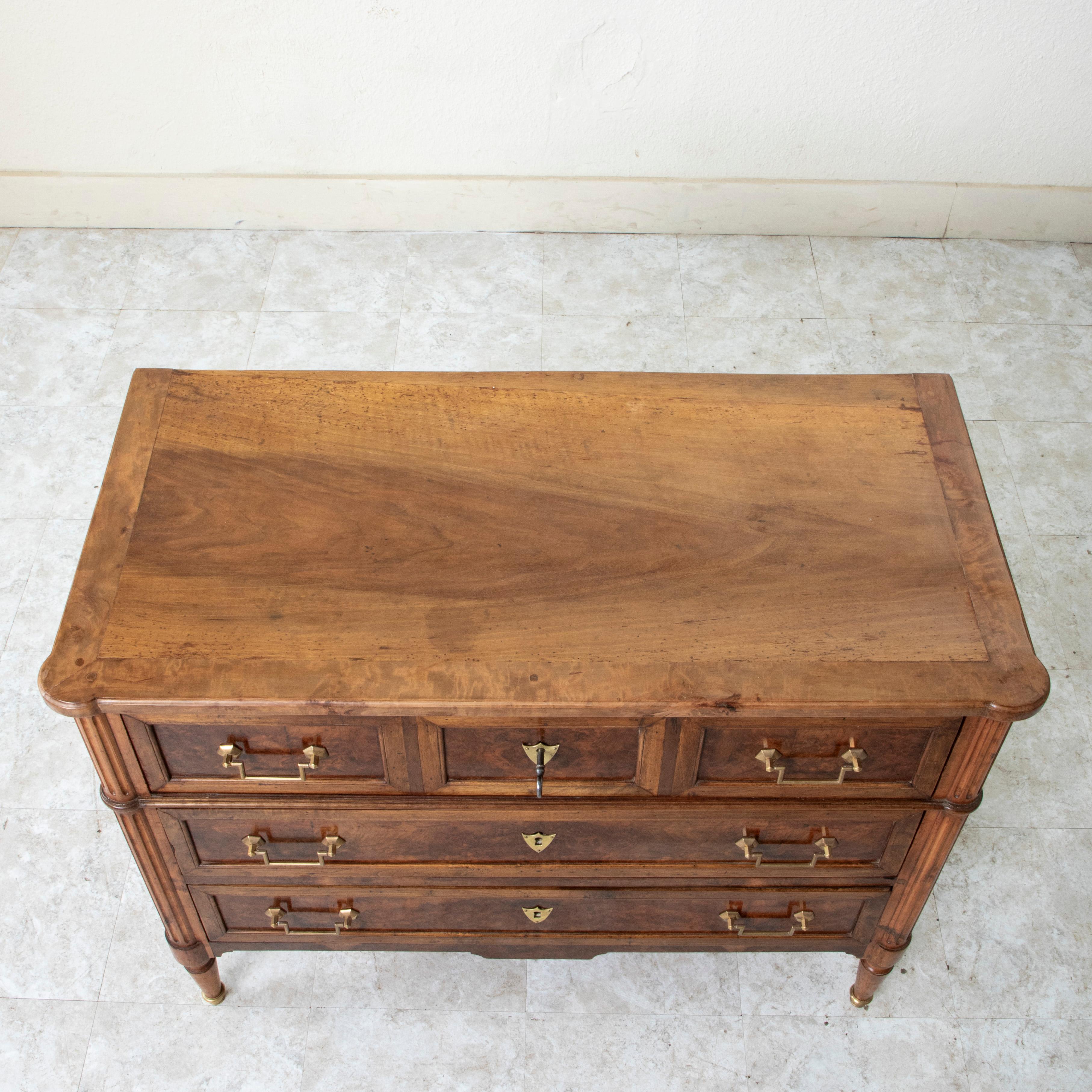 19th Century French Louis XVI Style Burl Walnut Commode or Chest, 39-inch width 4