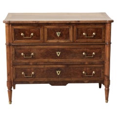 Antique 19th Century French Louis XVI Style Burl Walnut Commode or Chest, 39-inch width