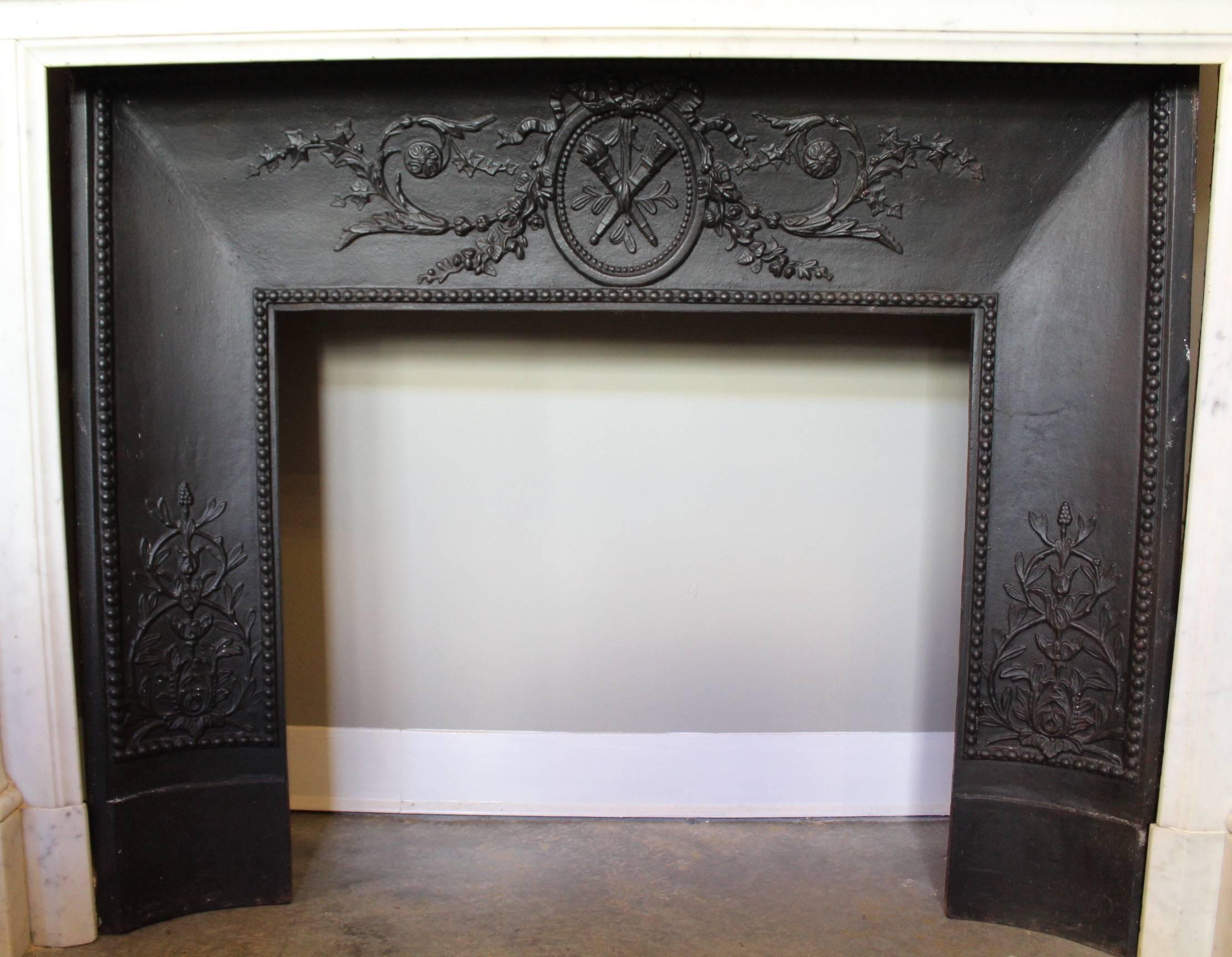 19th Century French Louis XVI Style Carrara Marble Mantel For Sale 10
