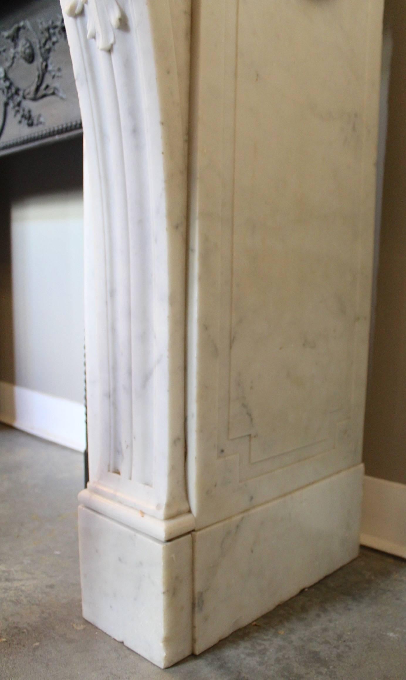 19th Century French Louis XVI Style Carrara Marble Mantel In Excellent Condition For Sale In Charleston, SC