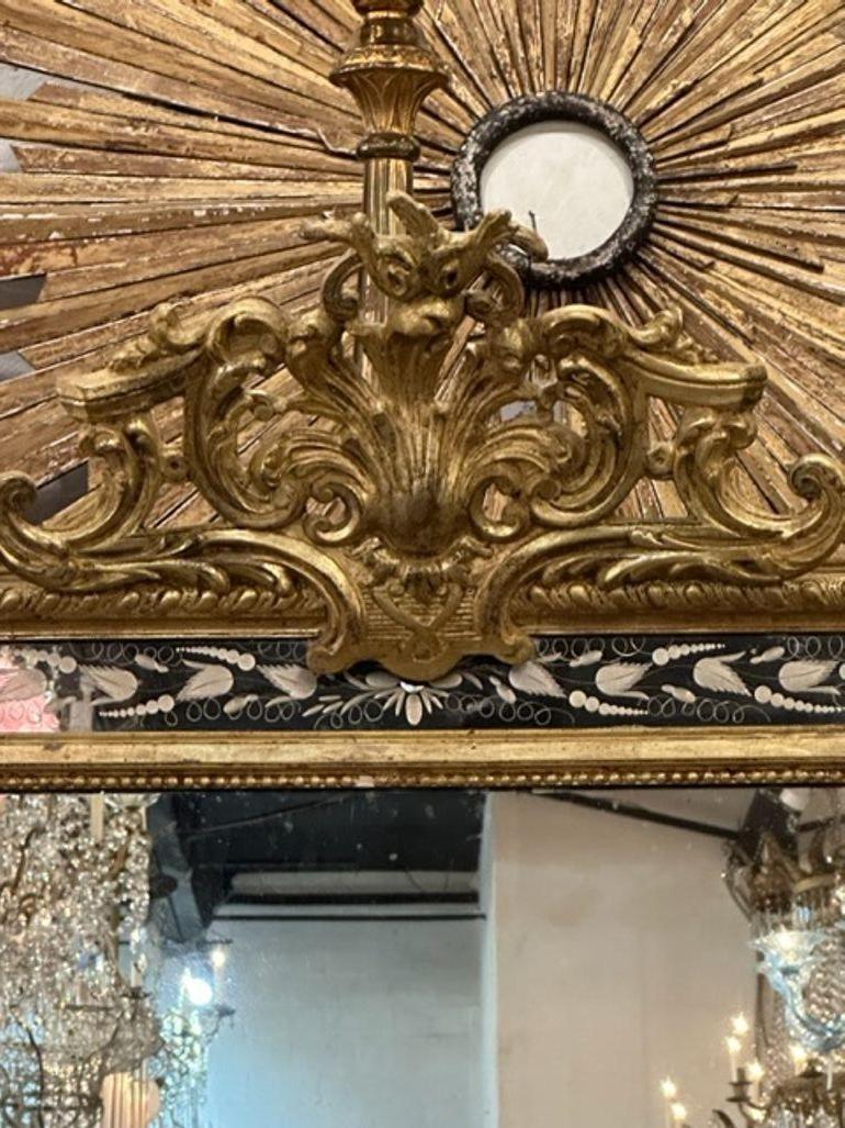 19th Century French Louis XVI Style Carved and Gilt Mirror In Good Condition For Sale In Dallas, TX