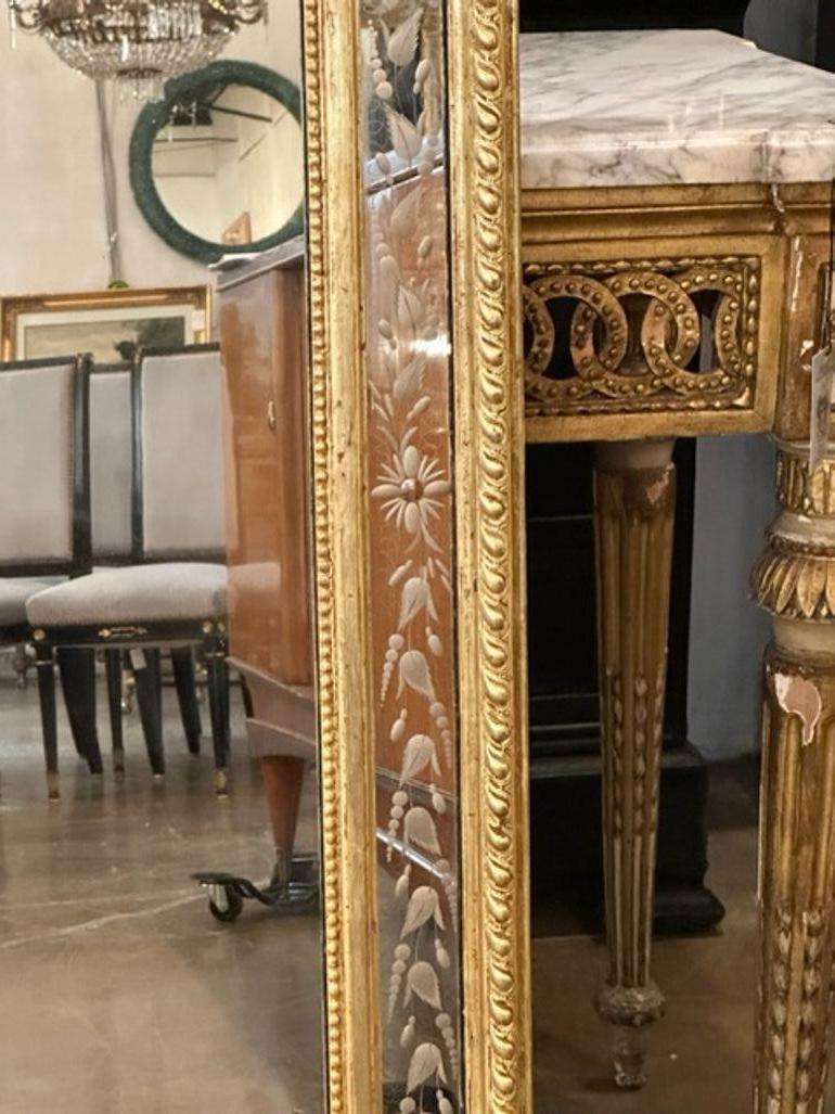 19. Jahrhundert Französisch Louis XVI Stil geschnitzt und vergoldet Spiegel im Angebot 2