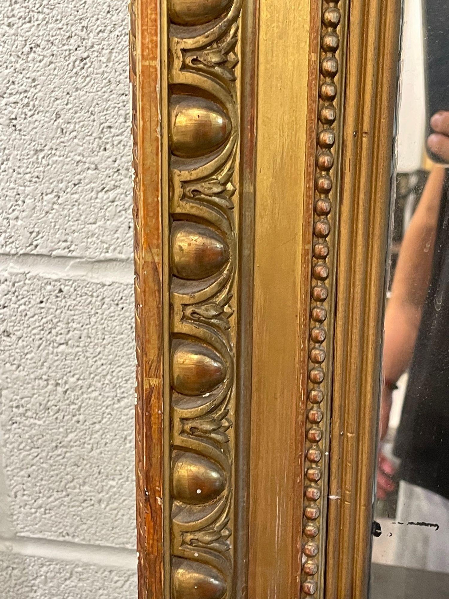 19th Century French Louis XVI Style Carved and Giltwood Mirror 4