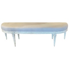 19th Century French Louis XVI Style Carved and Painted Benches