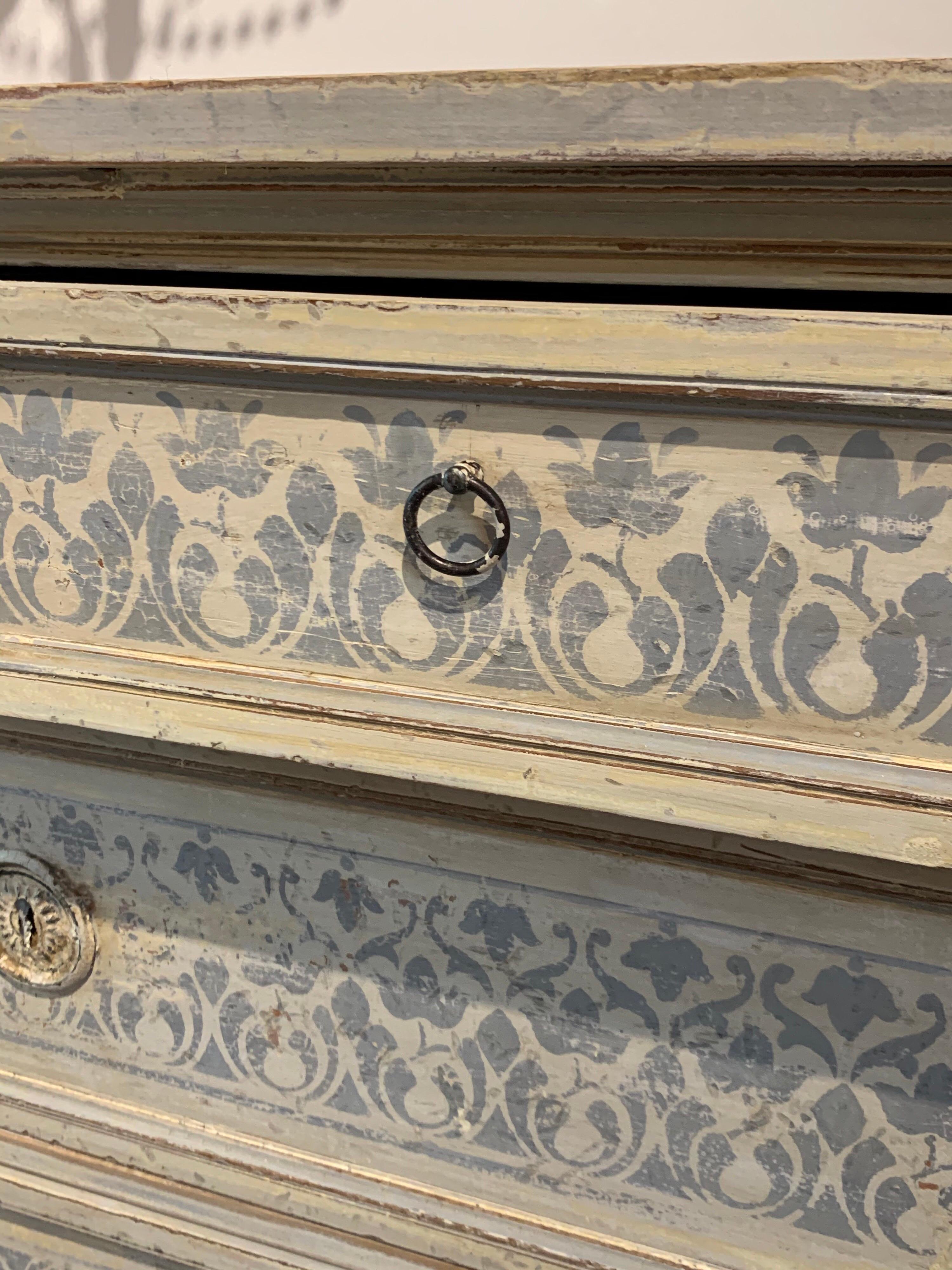19th Century French Louis XVI Style Carved and Painted Commode In Good Condition In Dallas, TX