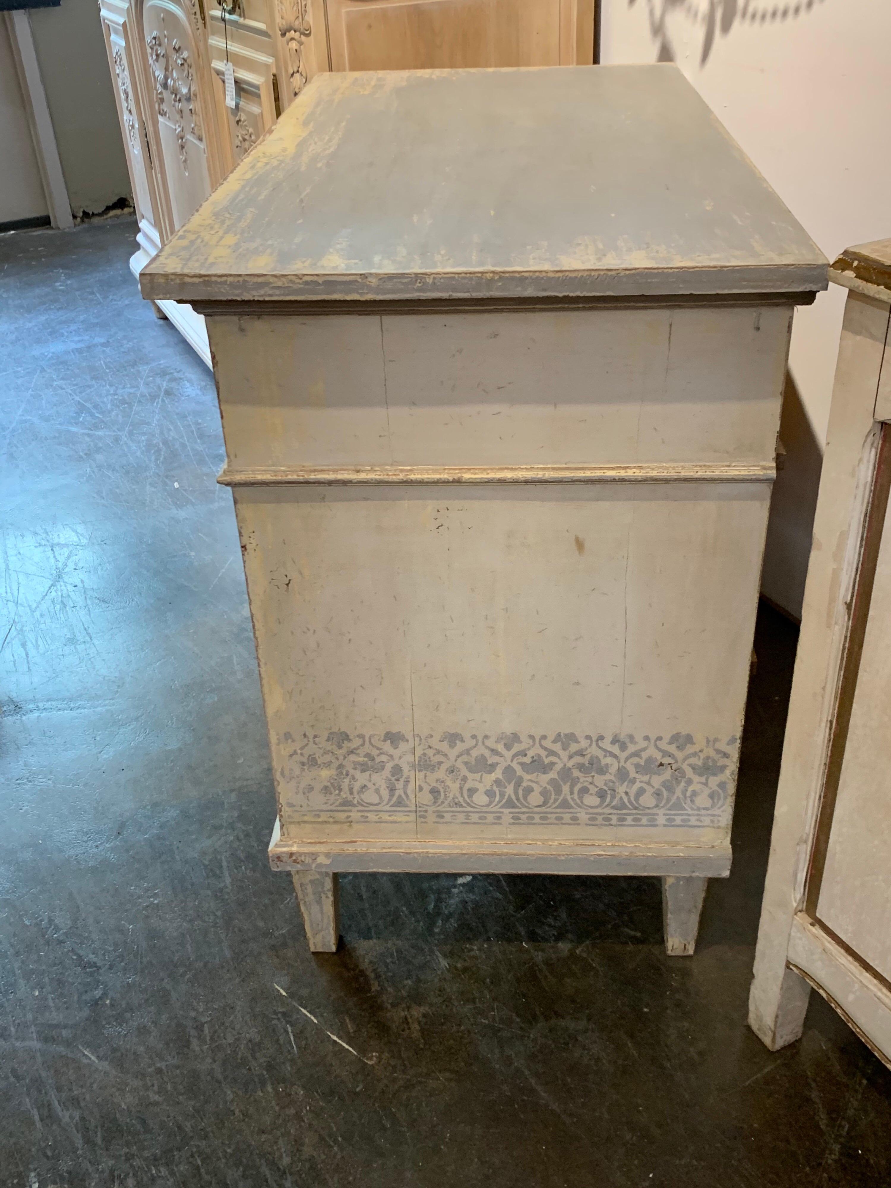 19th Century French Louis XVI Style Carved and Painted Commode 1