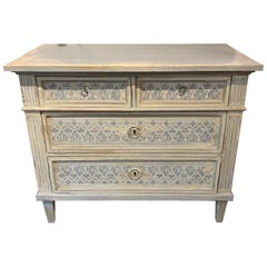 19th Century French Louis XVI Style Carved and Painted Commode
