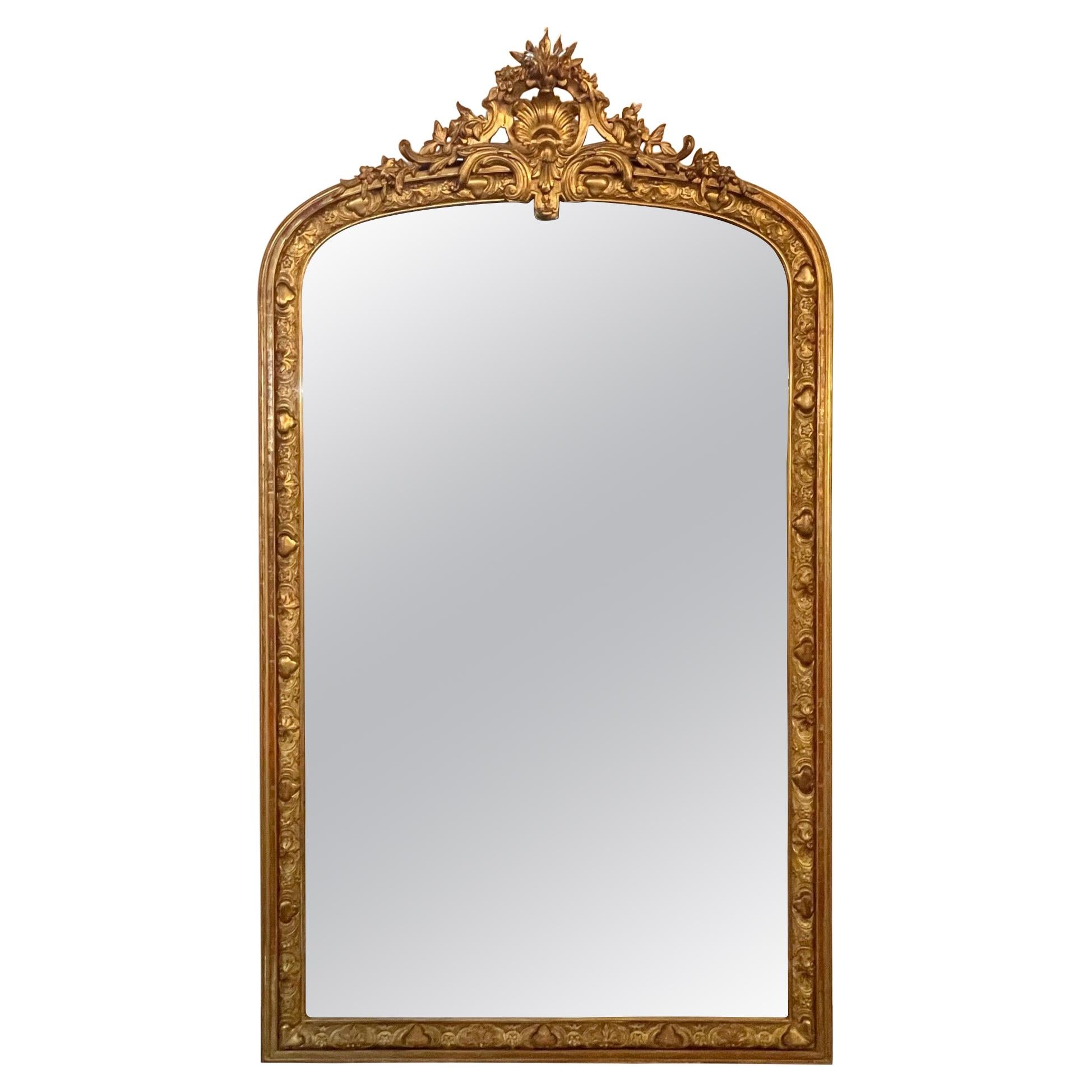 19th Century French Louis XVI Style Painted and Giltwood Mirror For