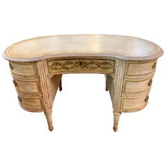 19th Century French Louis XVI Style Carved and Painted Ladies Desk