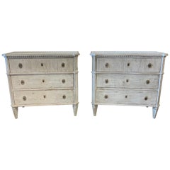 19th Century French Louis XVI Style Carved and Painted Neoclassical Chests