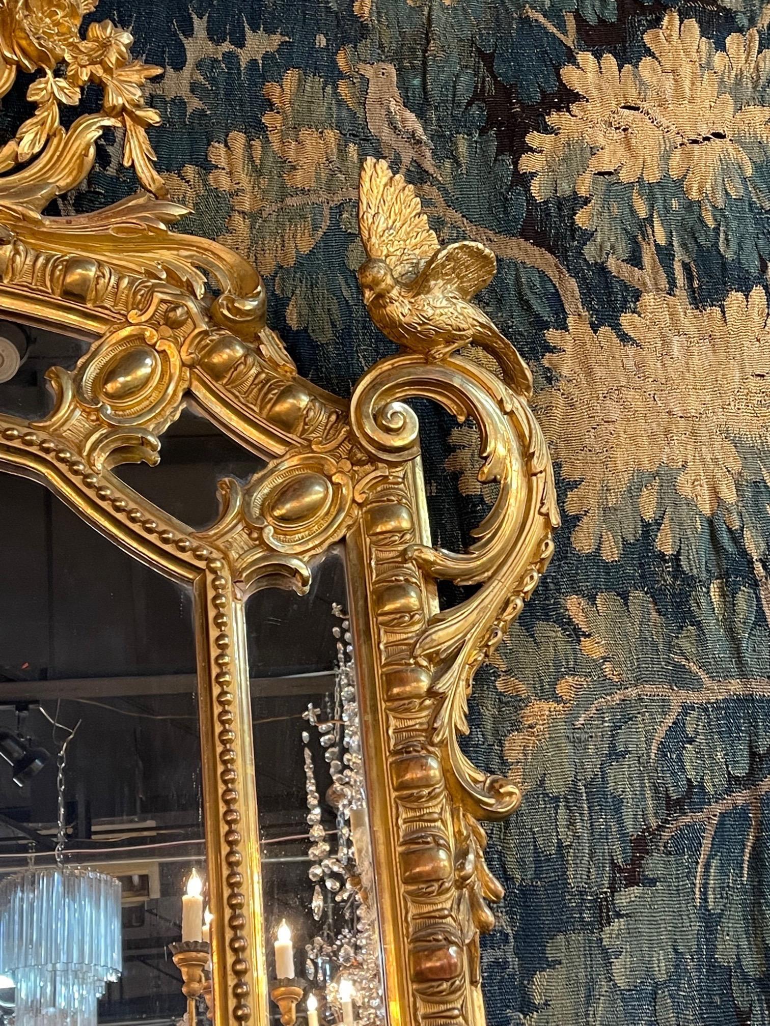 19th Century French Louis XVI Style Carved and Parcel Gilt Wedding Mirror 2