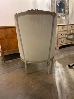 19th Century French Louis XVI Style Carved Bergère