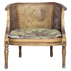 19th Century French Louis XVI Style Carved Giltwood Bergere
