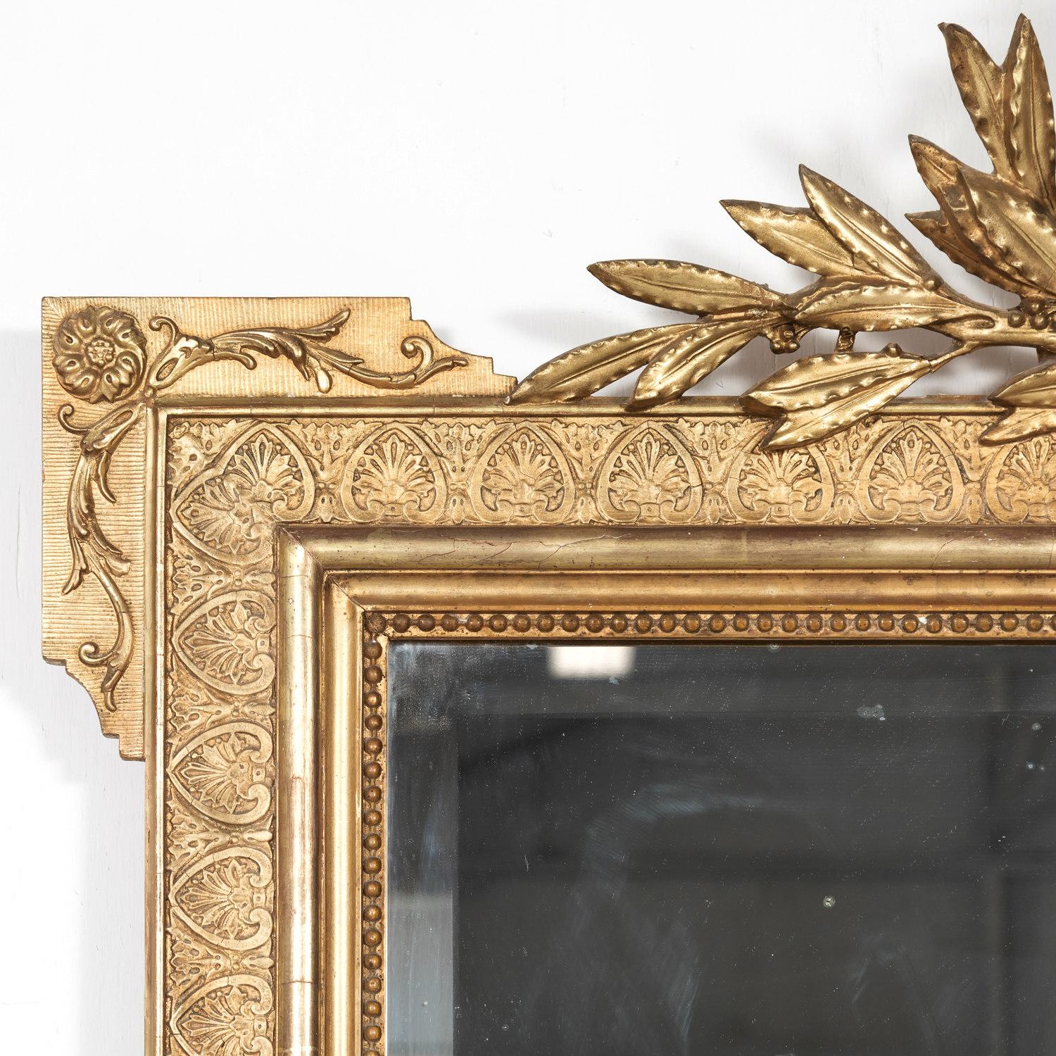 19th Century French Louis XVI Style Carved Giltwood Mirror 1