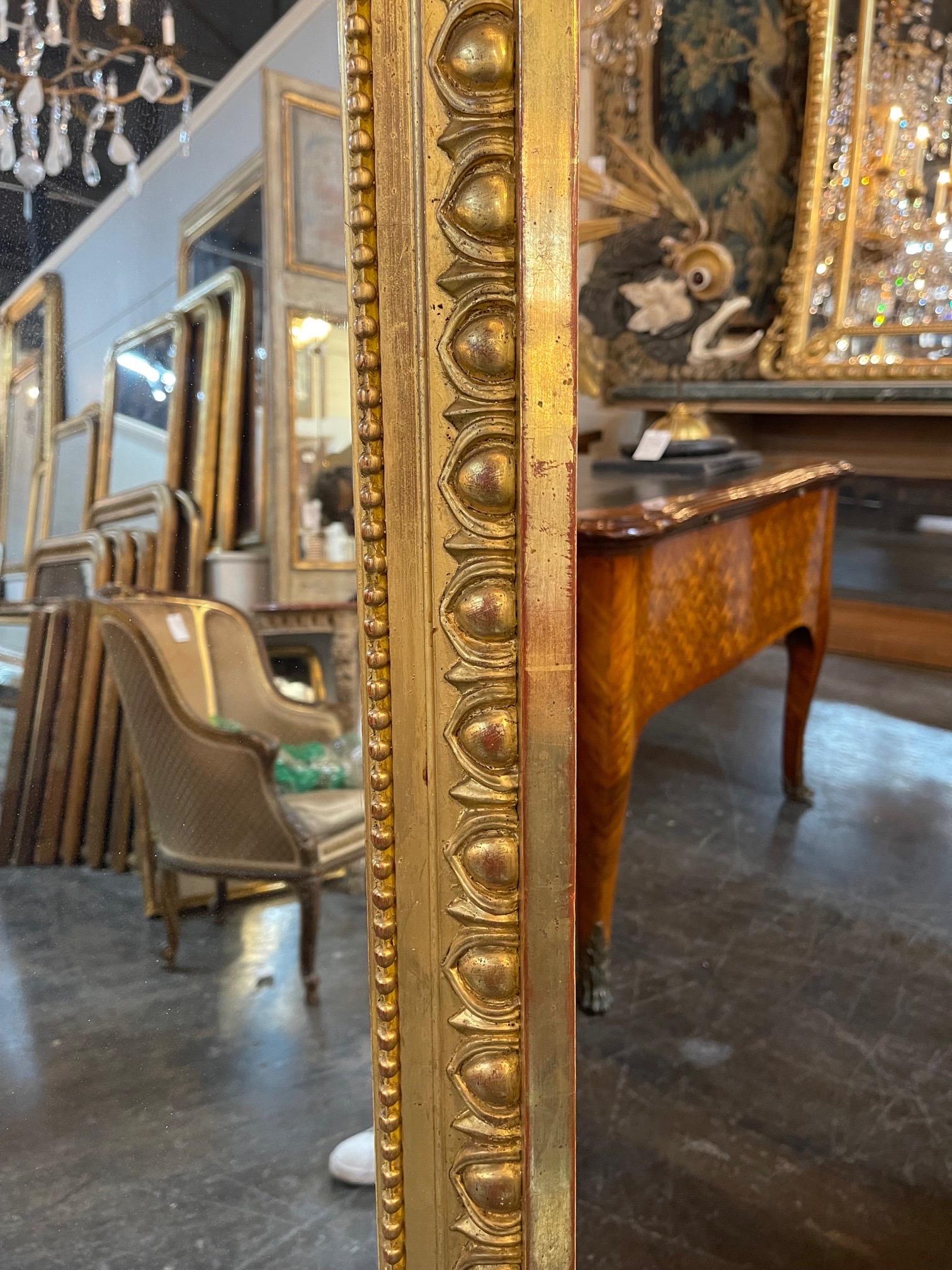 19th Century French Louis XVI Style Carved Giltwood Mirror 3