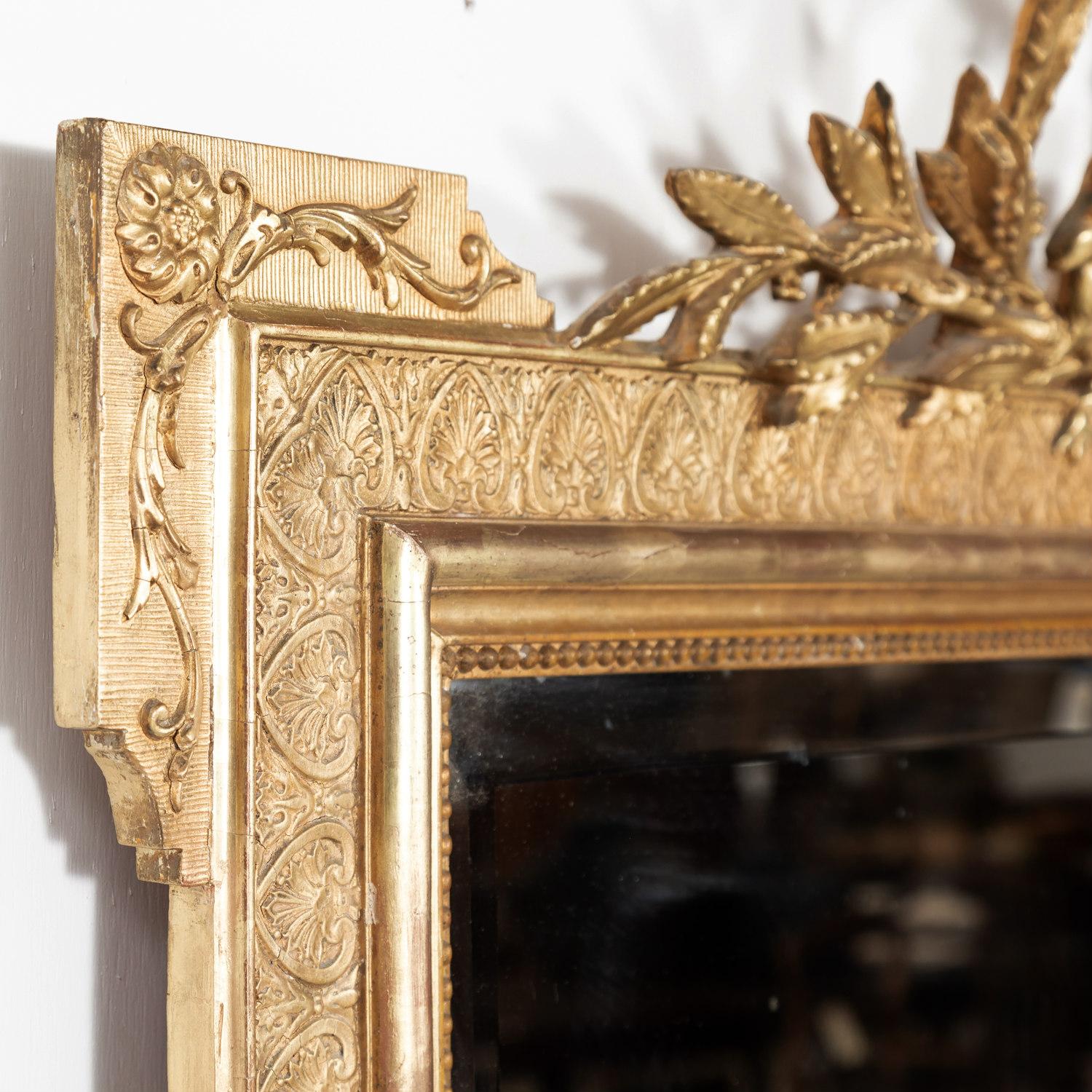 19th Century French Louis XVI Style Carved Giltwood Mirror 2