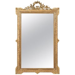 19th Century French Louis XVI Style Carved Giltwood Mirror