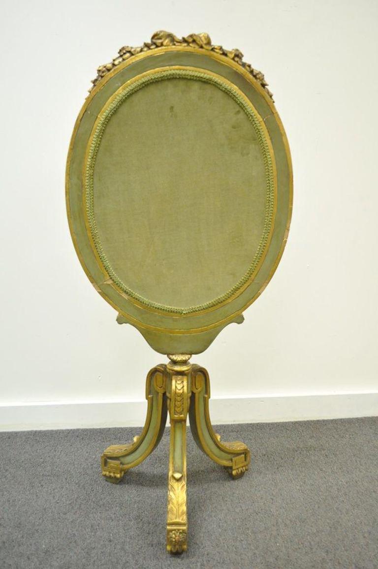 19th Century French Louis XVI Style Carved Giltwood Oval Fireplace Screen For Sale 2