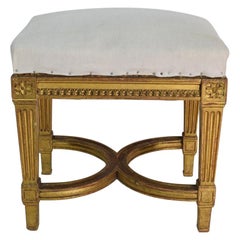 Antique 19th Century French Louis XVI Style Carved Stool or Tabouret