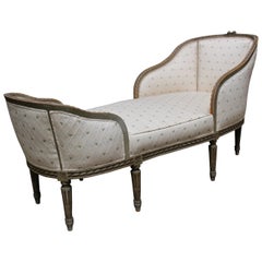 Antique 19th Century French Louis XVI Style Chaise Lounge with a Gray Painted Finish