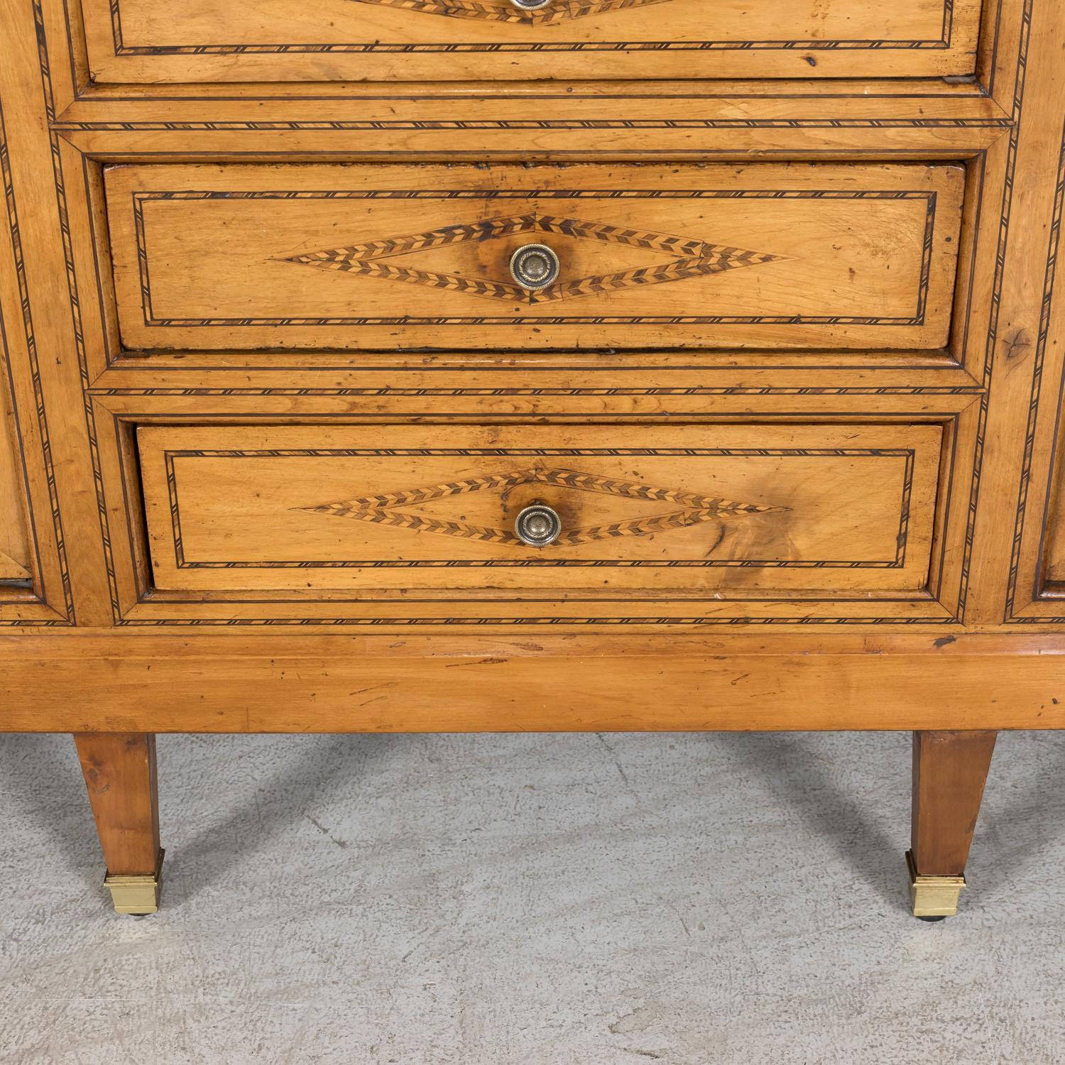  19th Century French Louis XVI Style Cherry Enfilade Buffet with Fruitwood Inlay 5