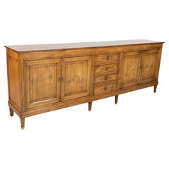 19th Century French Louis XVI Style Cherry Enfilade Buffet with Fruitwood Inlay