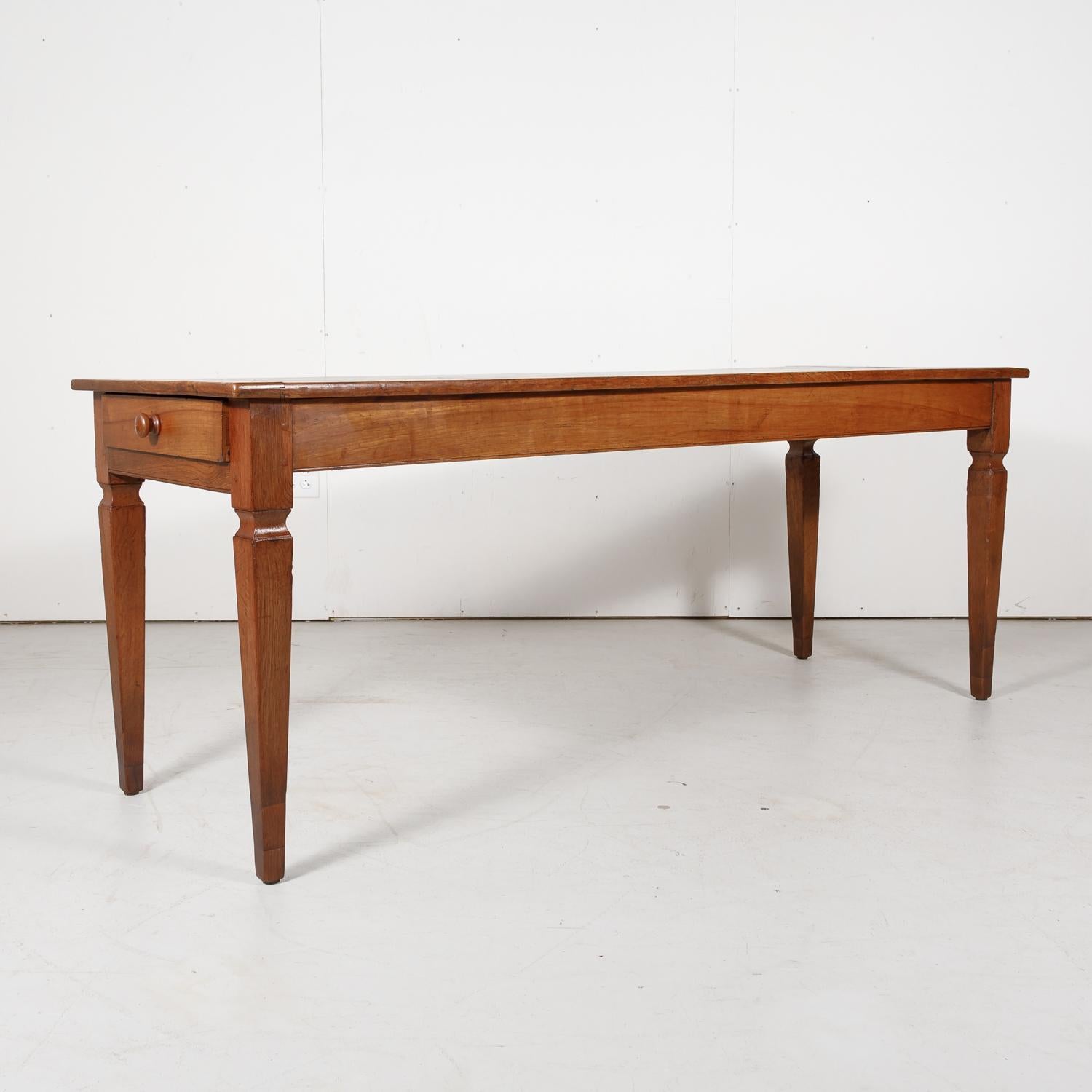 Mid-19th Century 19th Century French Louis XVI Style Cherry Farm Table or Console with Drawer
