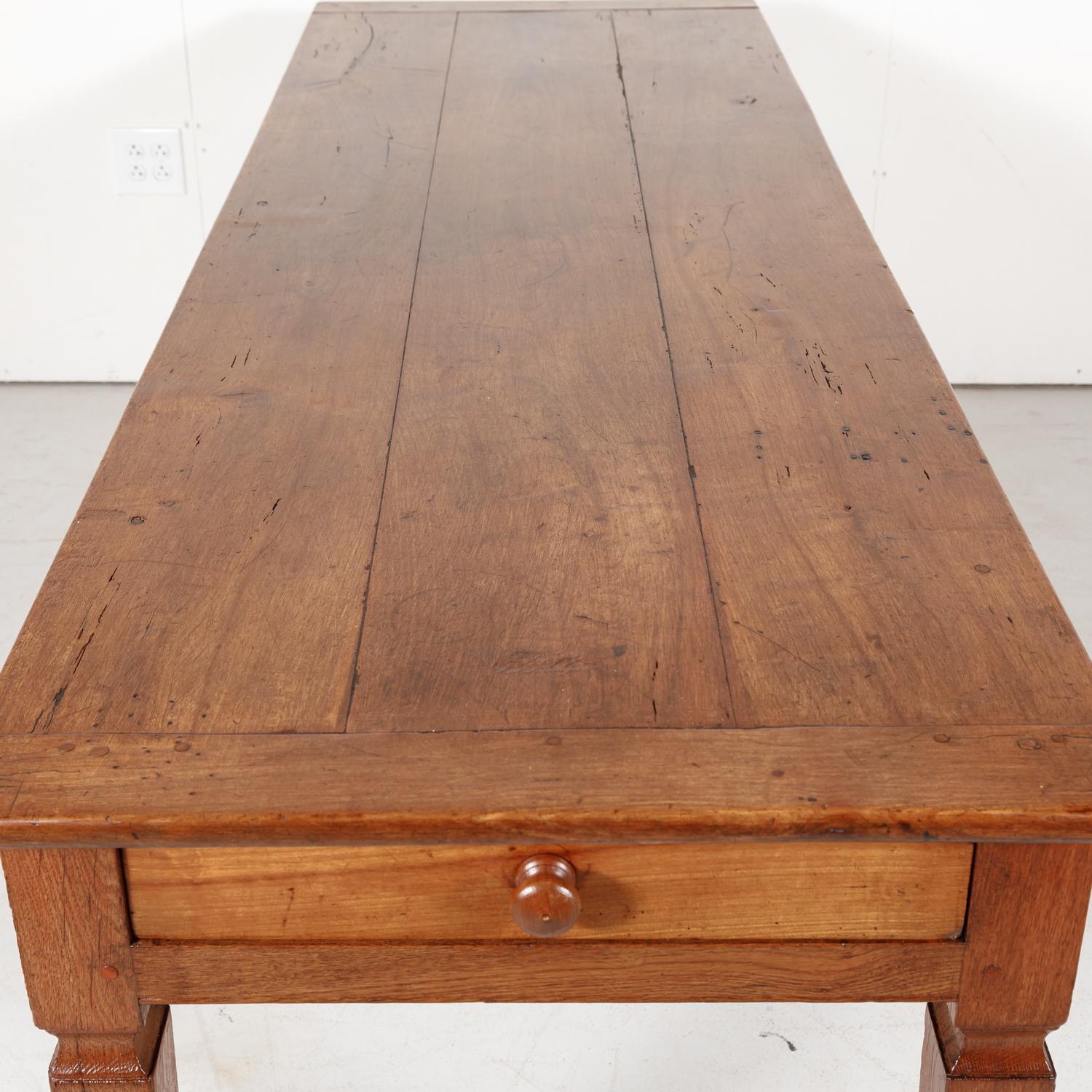 19th Century French Louis XVI Style Cherry Farm Table or Console with Drawer 5