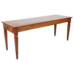 19th Century French Louis XVI Style Cherry Farm Table or Console with Drawer