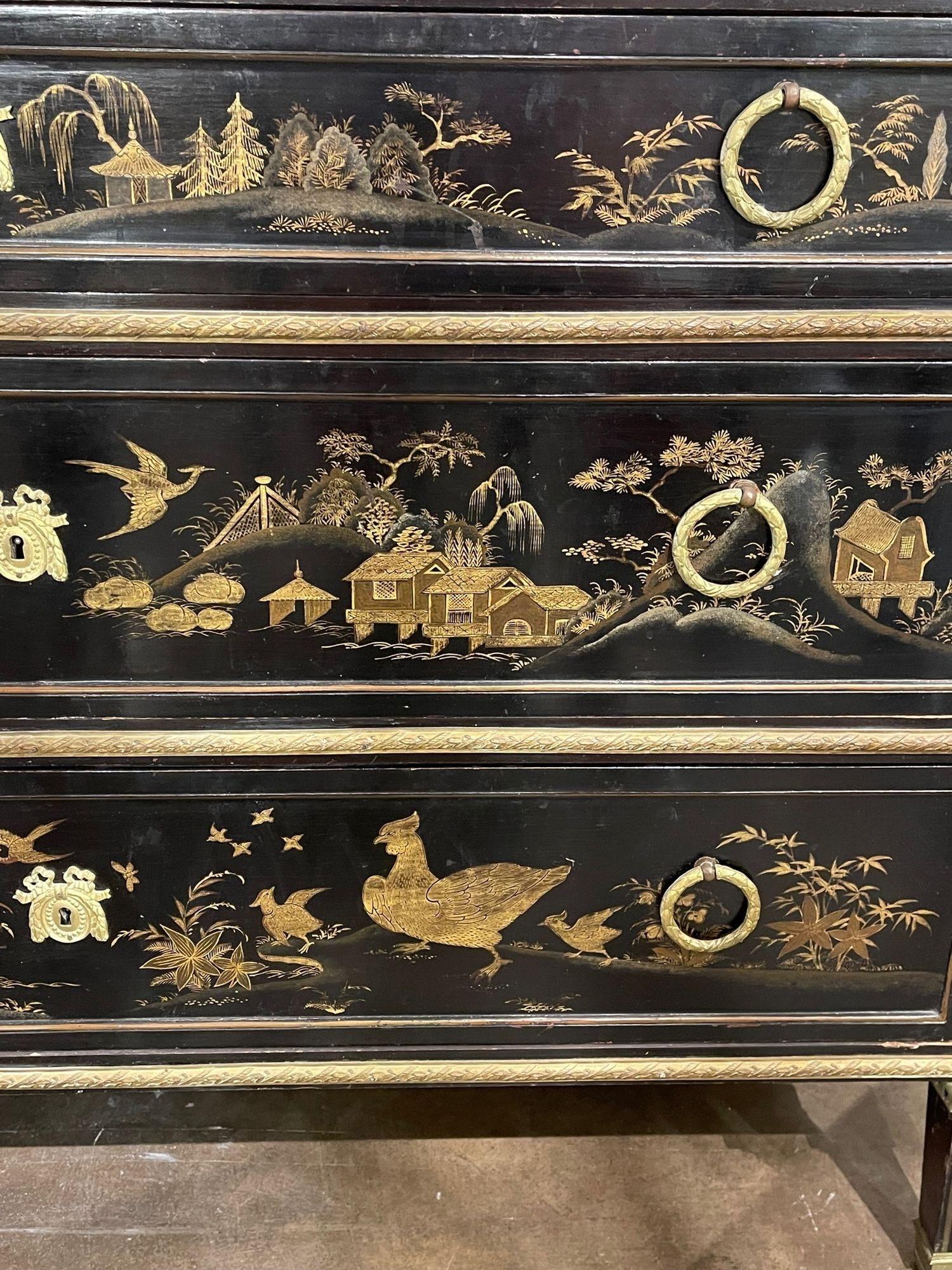 19th Century French Louis XVI Style Chinoiserie Commode In Good Condition In Dallas, TX