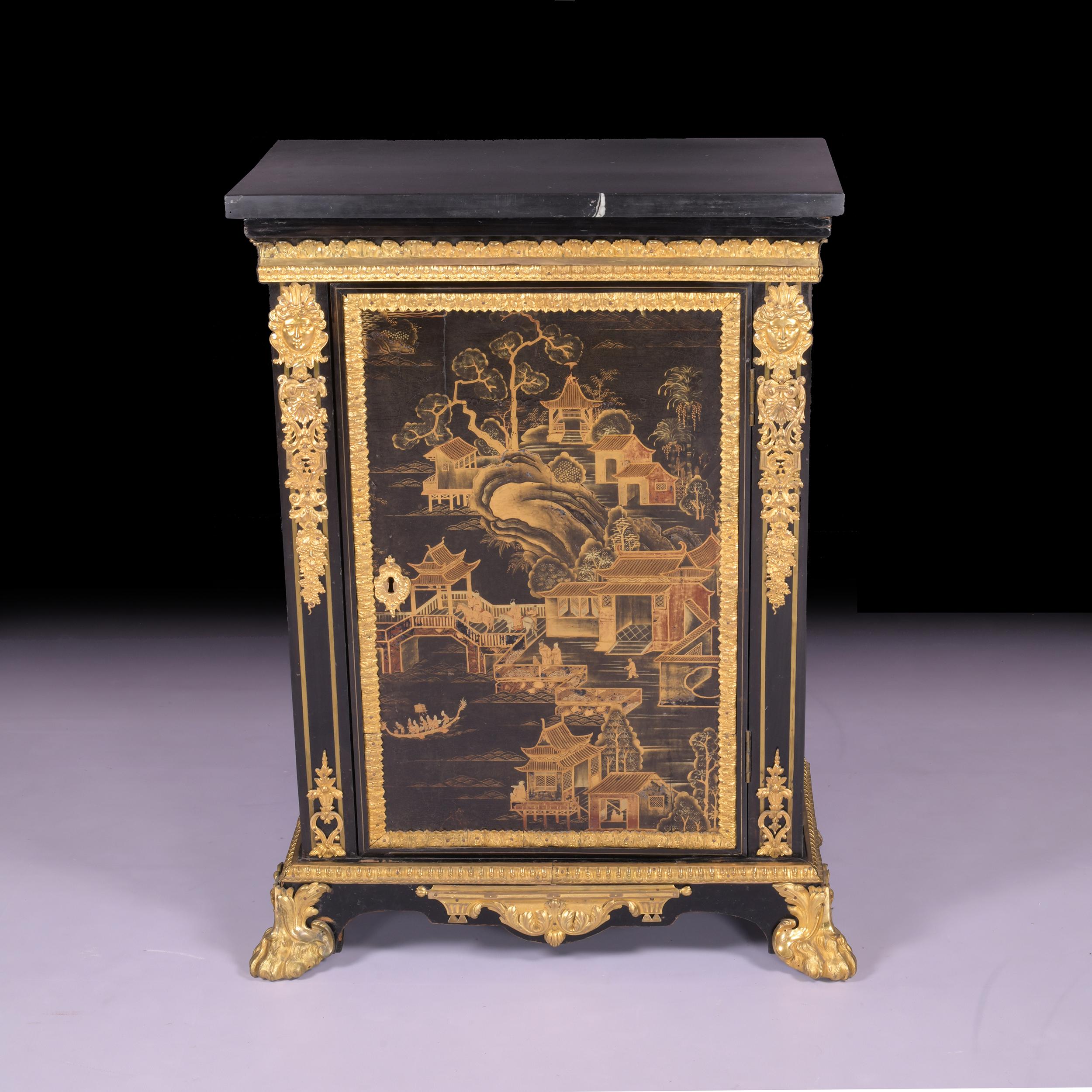 19th Century French Louis XVI Style Chinoserie & Ormolu Mounted Side Cabinet For Sale 1