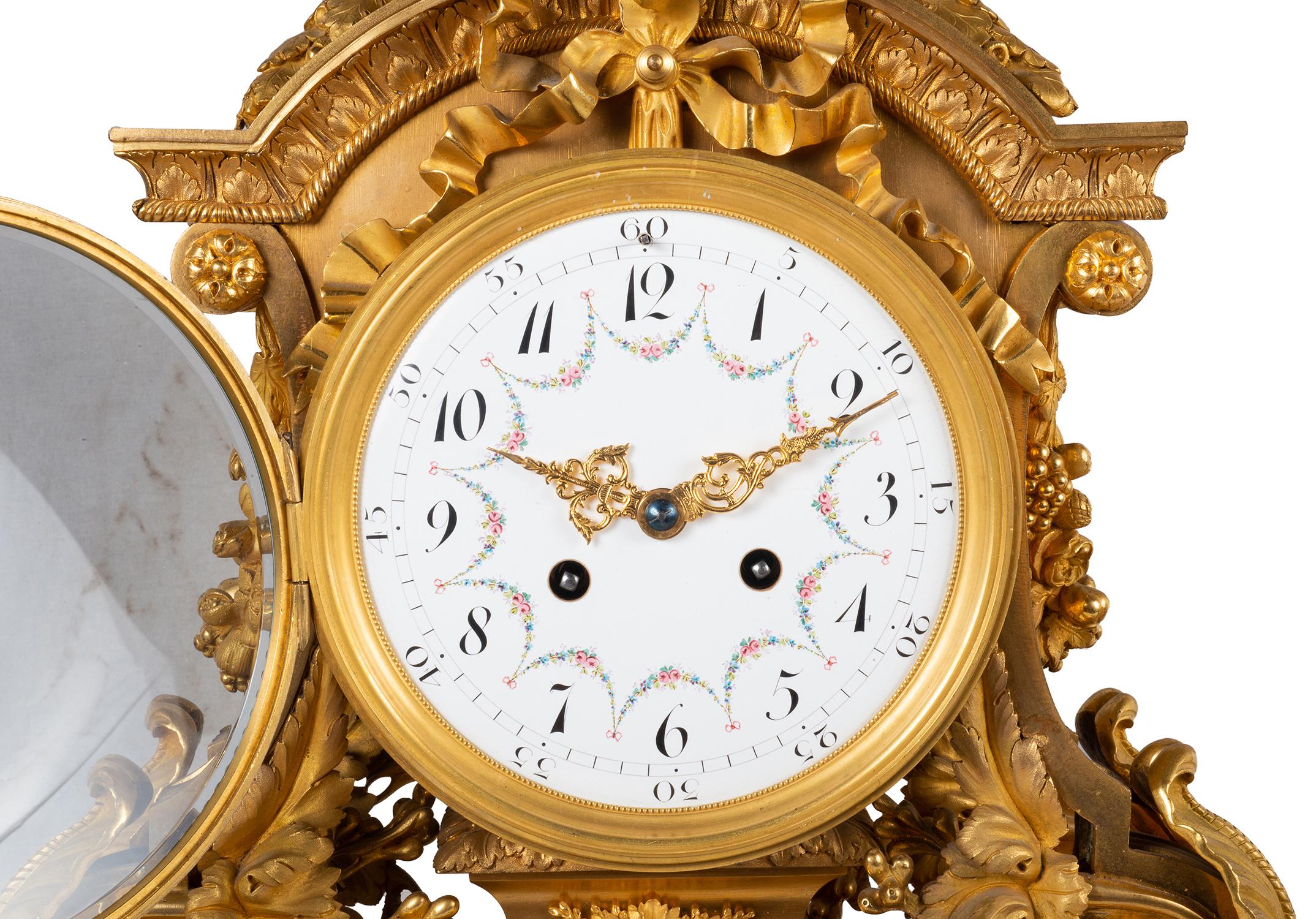 19th Century French, Louis XVI Style Clock Set For Sale 1