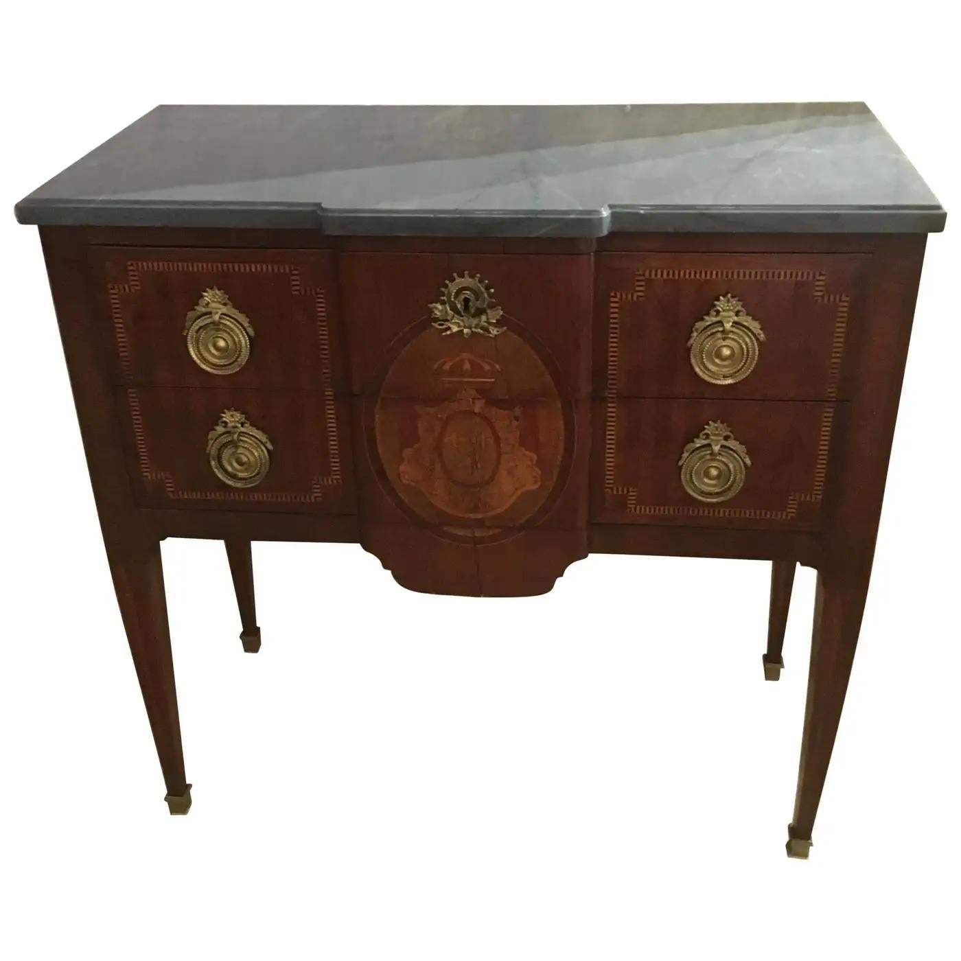 Commode, cassettiera o comò francese in stile Luigi XVI del XIX secolo, firmato in vendita 5
