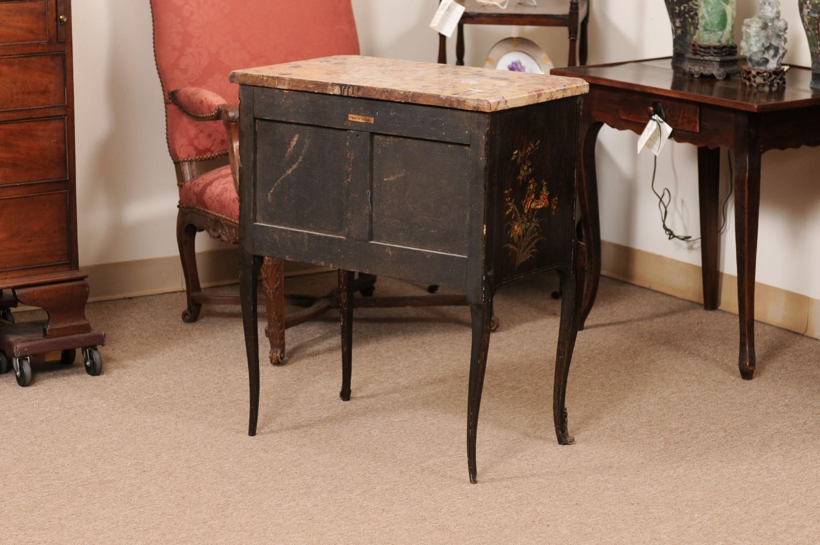 Marble  19th Century French Louis XVI Style Commode with Chinoserie Decoration  For Sale