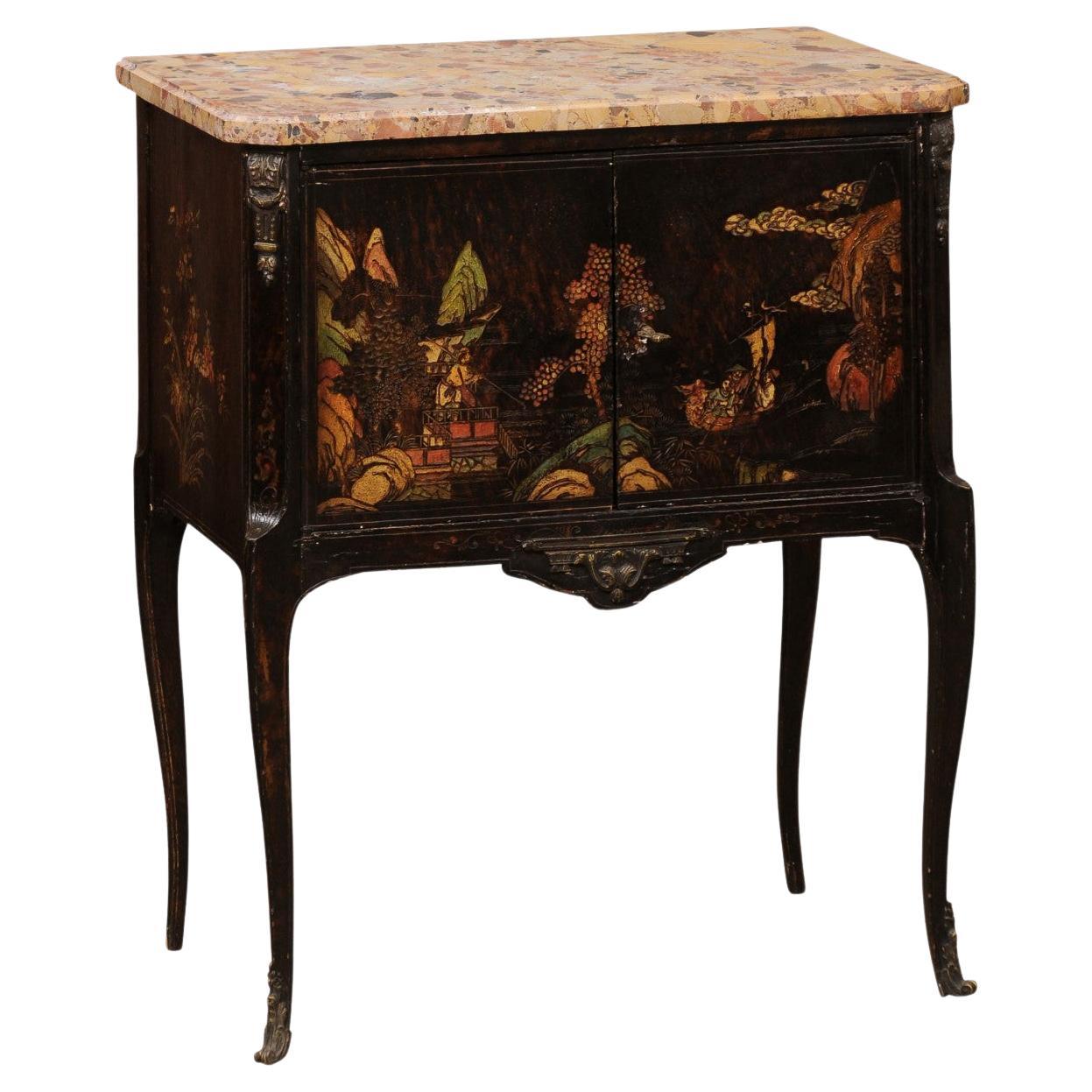  19th Century French Louis XVI Style Commode with Chinoserie Decoration  For Sale