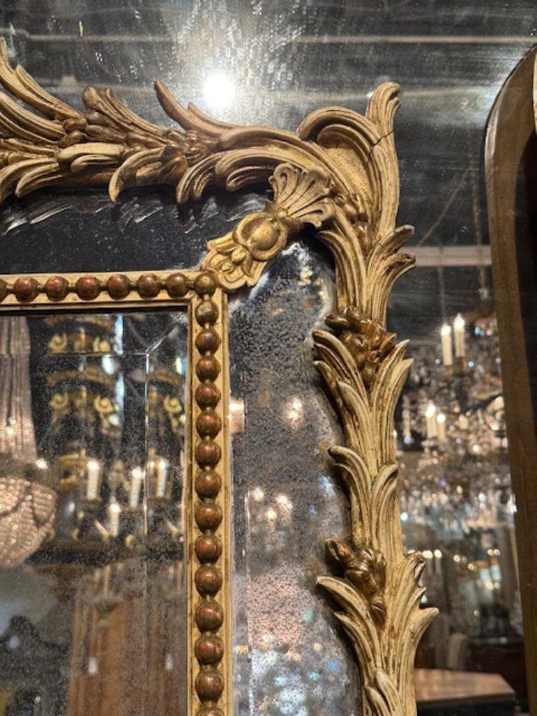 Legno dorato Specchio a cuscino francese del XIX secolo in stile Luigi XVI in vendita