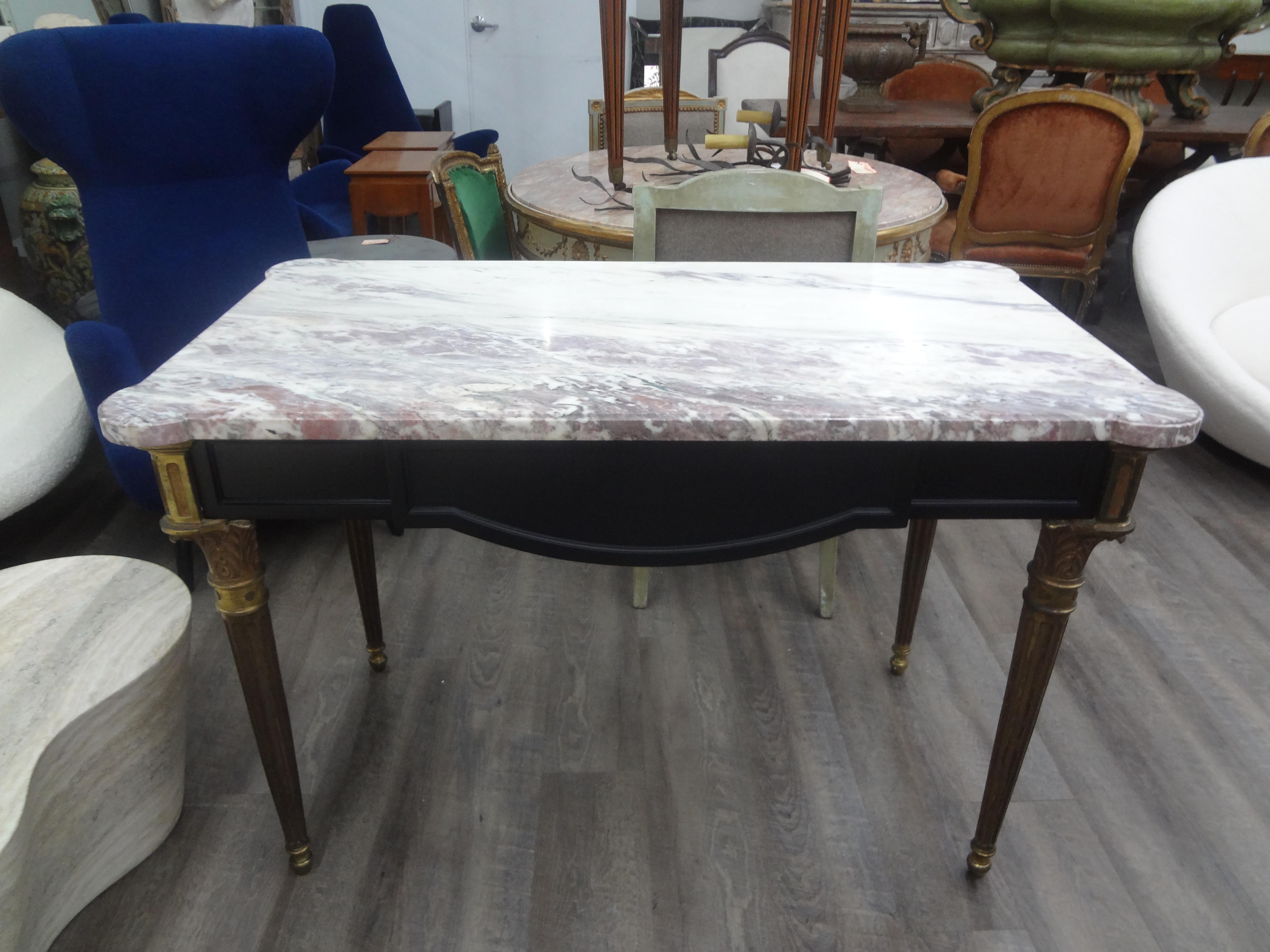 19th Century French Louis XVI Style Ebonized Desk In Good Condition For Sale In Houston, TX