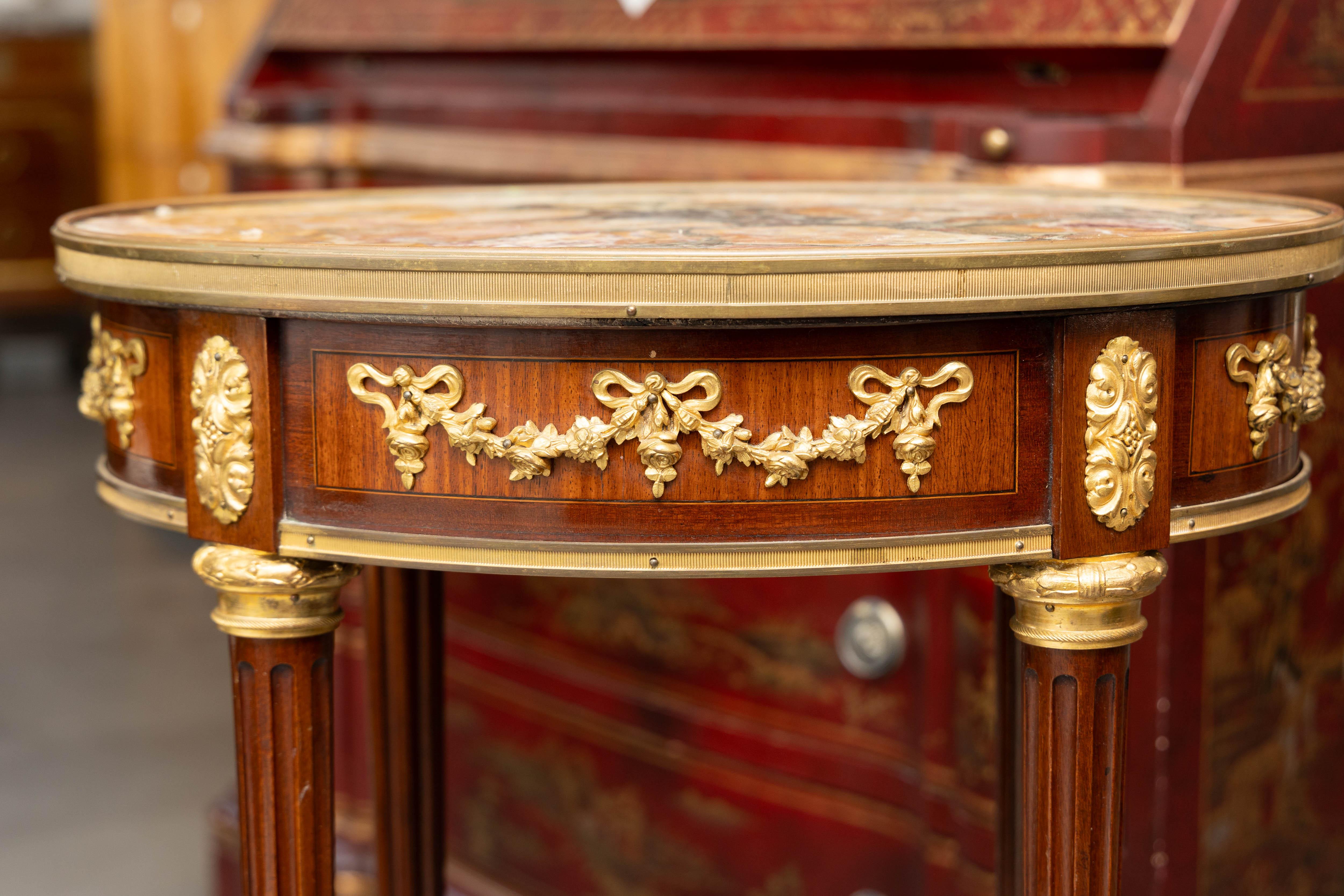 19th Century French Louis XVI Style End Table with Gilt Bronze Mounts For Sale 3
