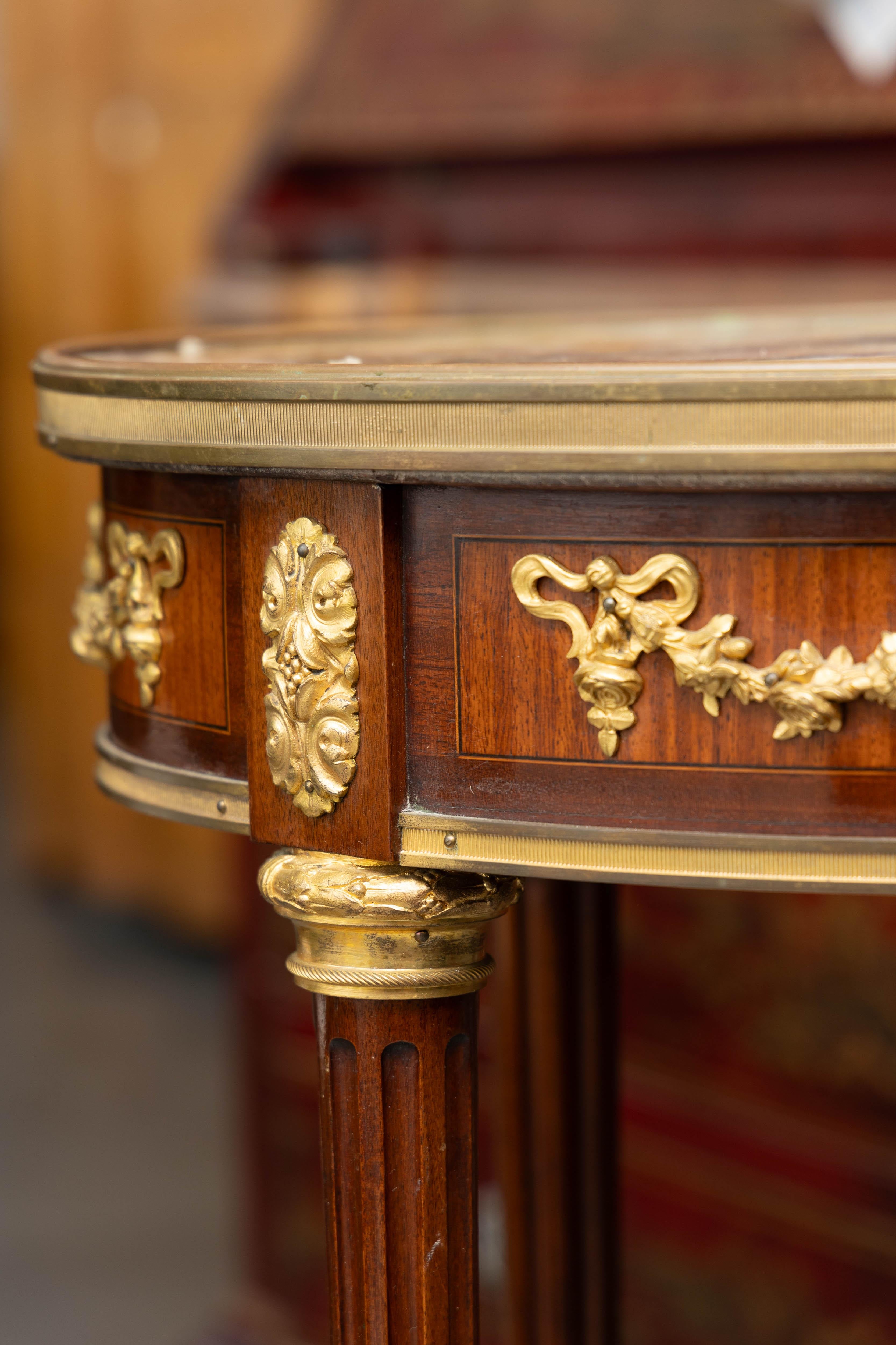 19th Century French Louis XVI Style End Table with Gilt Bronze Mounts For Sale 5
